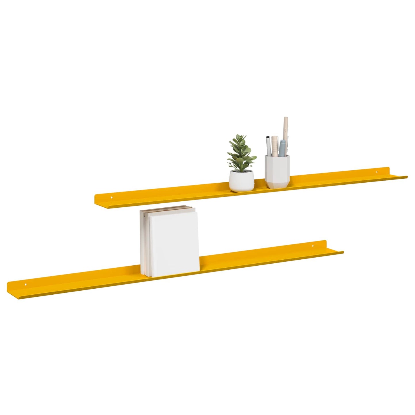 Lebegő polc 2 pcs Mustár sárga 100 x 9 x 2,5 cm Acél