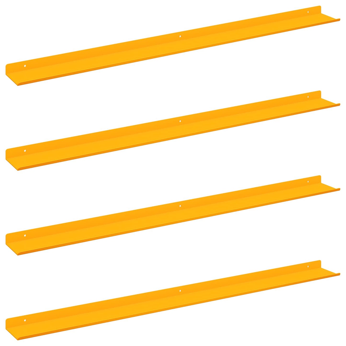 Lebegő polc 4 pcs Mustár sárga 100 x 9 x 2,5 cm Acél
