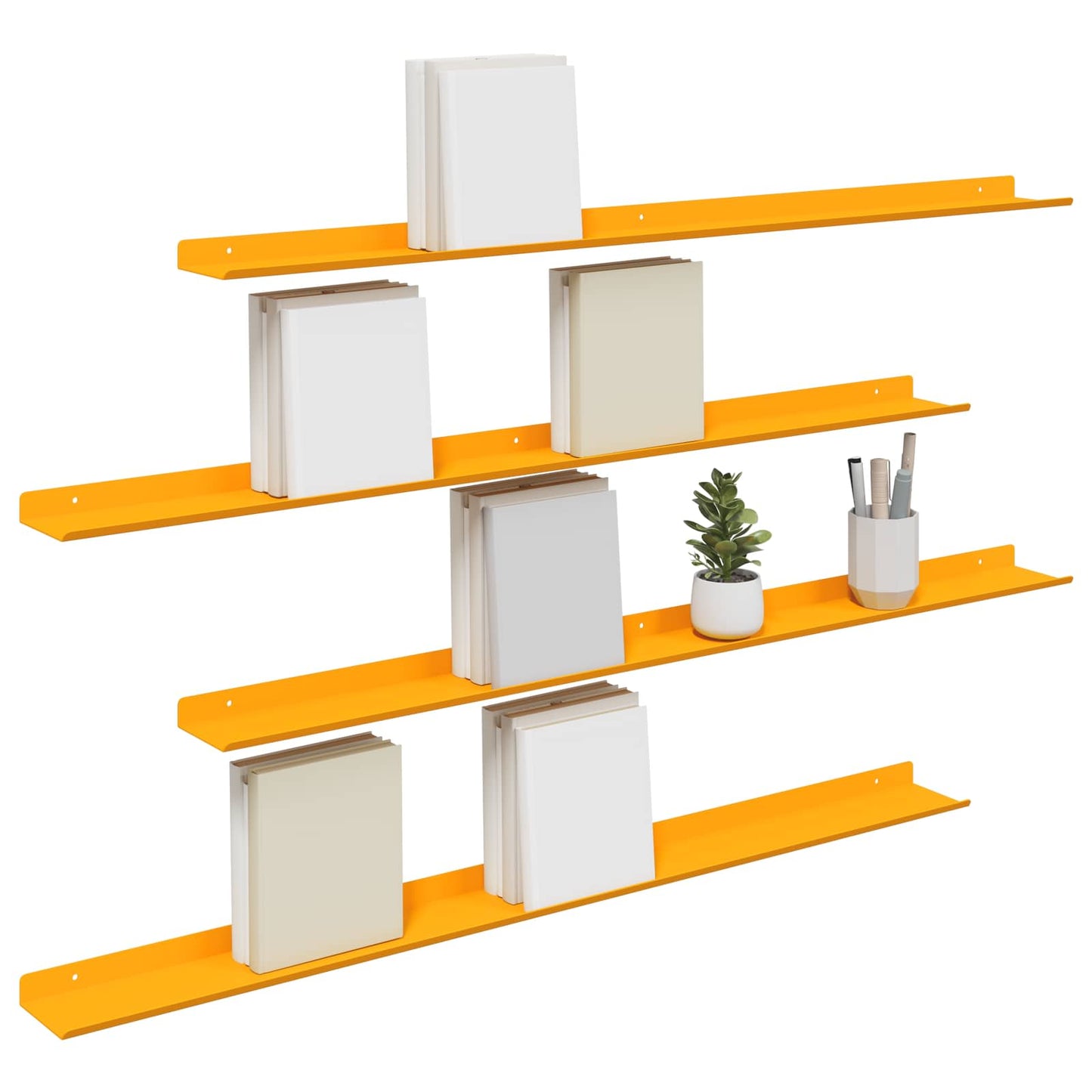 Lebegő polc 4 pcs Mustár sárga 100 x 9 x 2,5 cm Acél