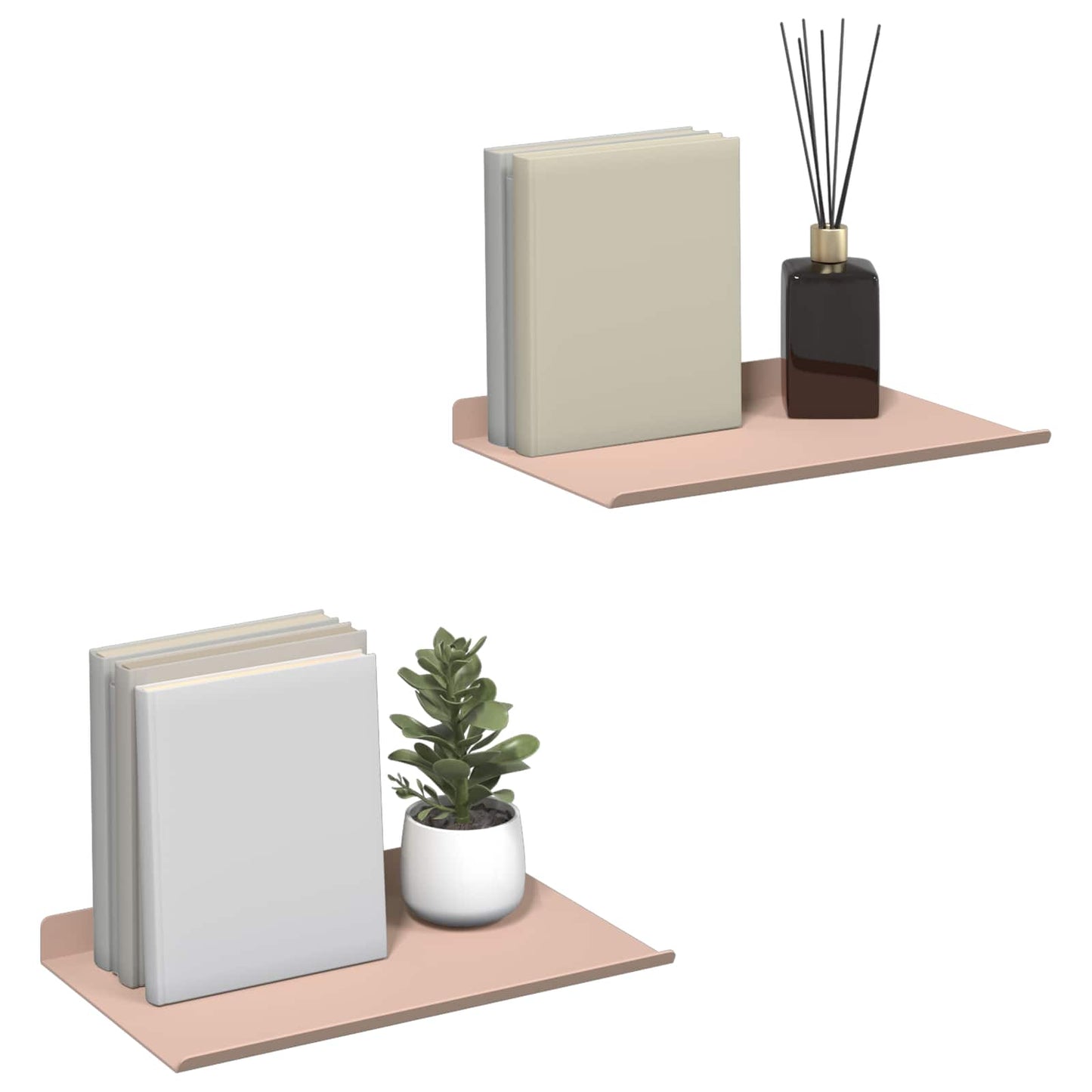 Lebegő polc 2 pcs Rózsaszín 30 x 18 x 2,5 cm Acél