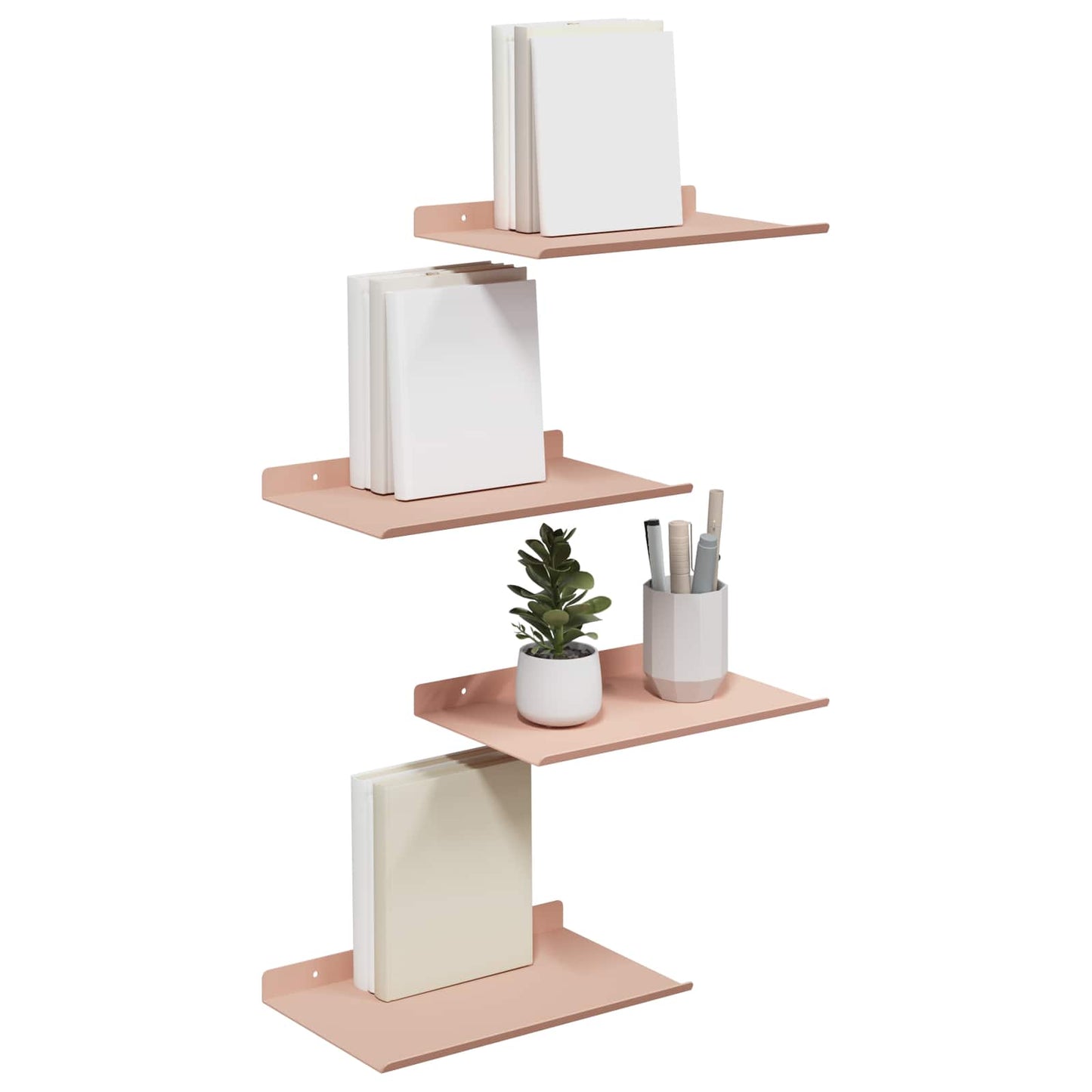 Lebegő polc 4 pcs Rózsaszín 30 x 18 x 2,5 cm Acél