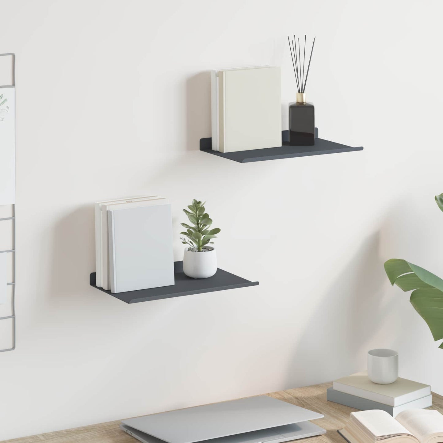 Lebegő polc 2 pcs Antracit 30 x 18 x 2,5 cm Acél