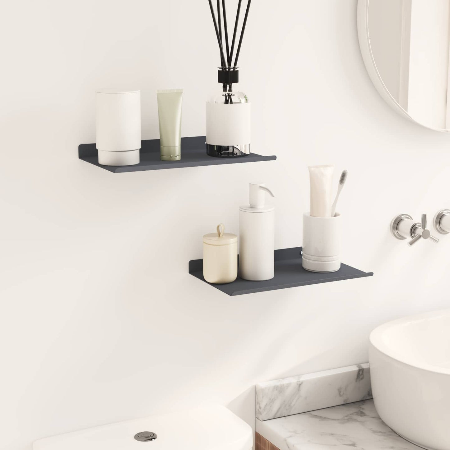 Lebegő polc 2 pcs Antracit 30 x 18 x 2,5 cm Acél