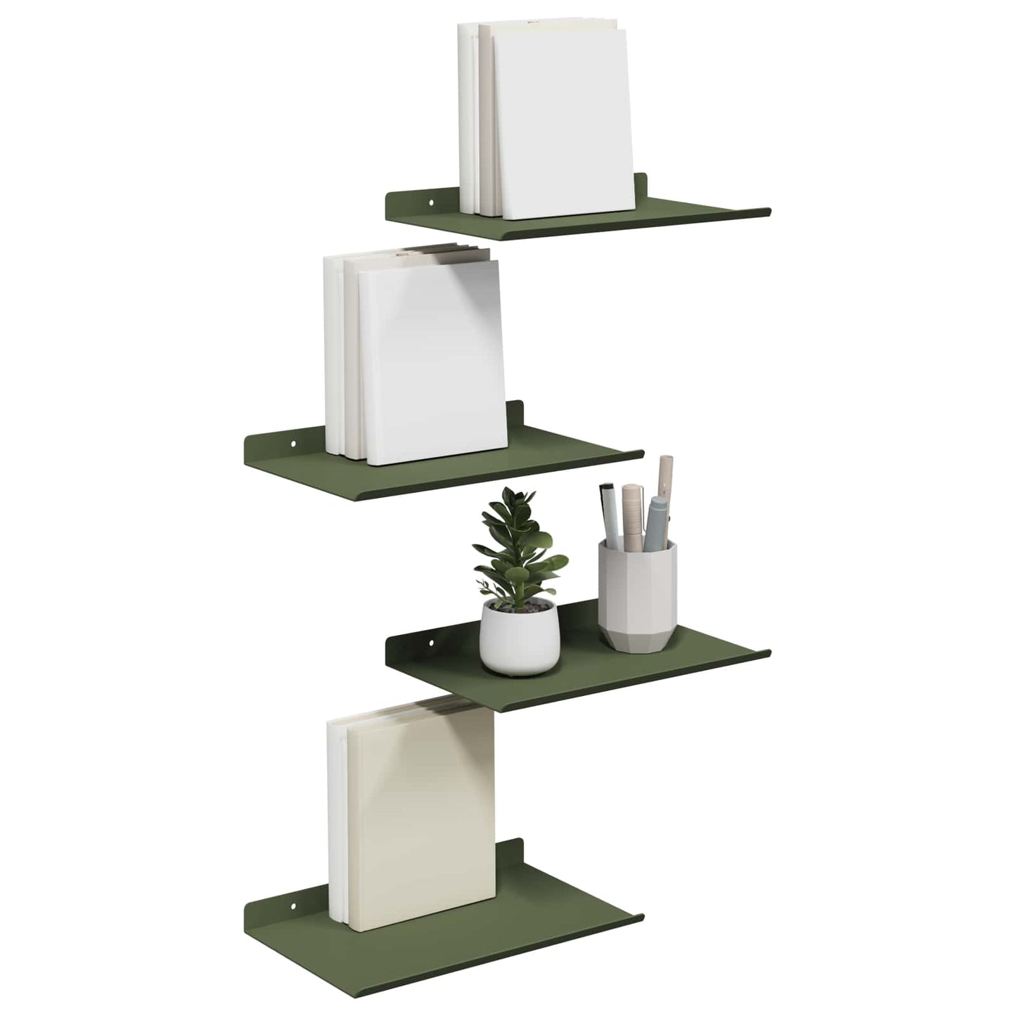 Lebegő polc 4 pcs Olajzöld 30 x 18 x 2,5 cm Acél