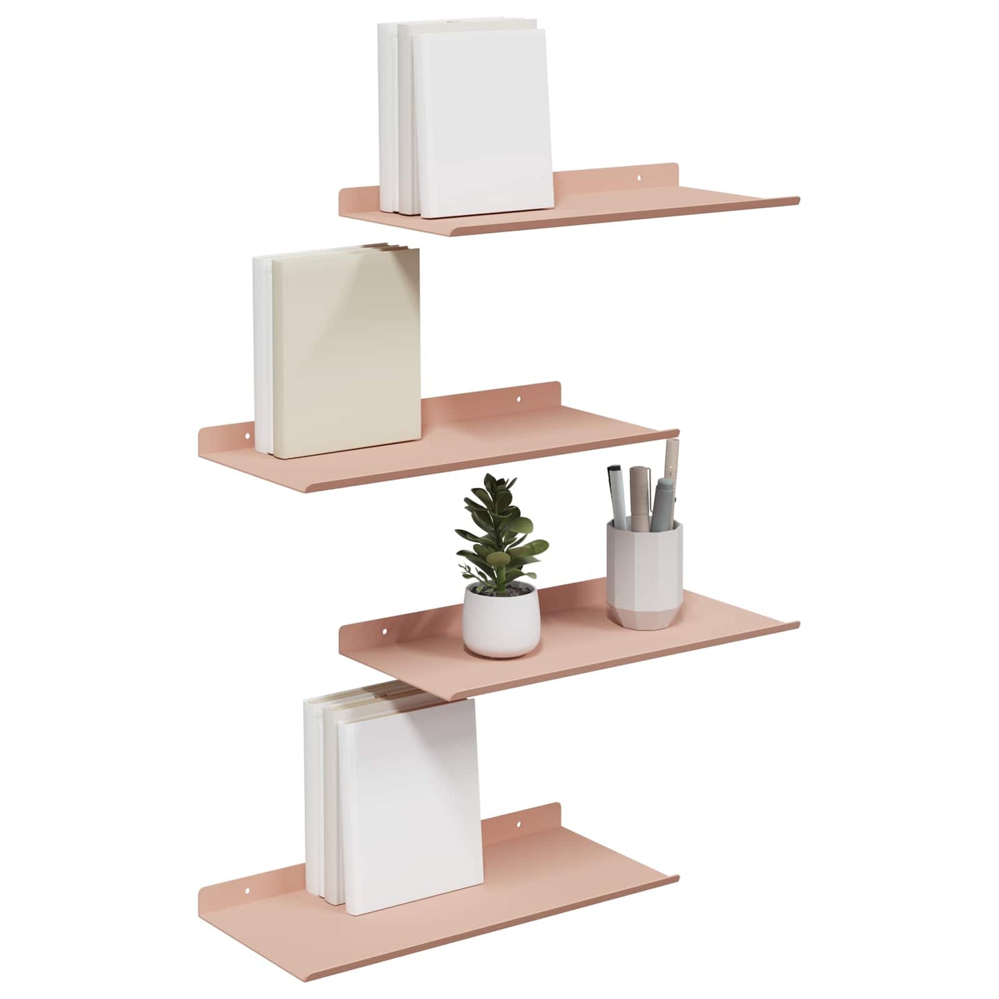 Lebegő polc 4 pcs Rózsaszín 40 x 18 x 2,5 cm Acél
