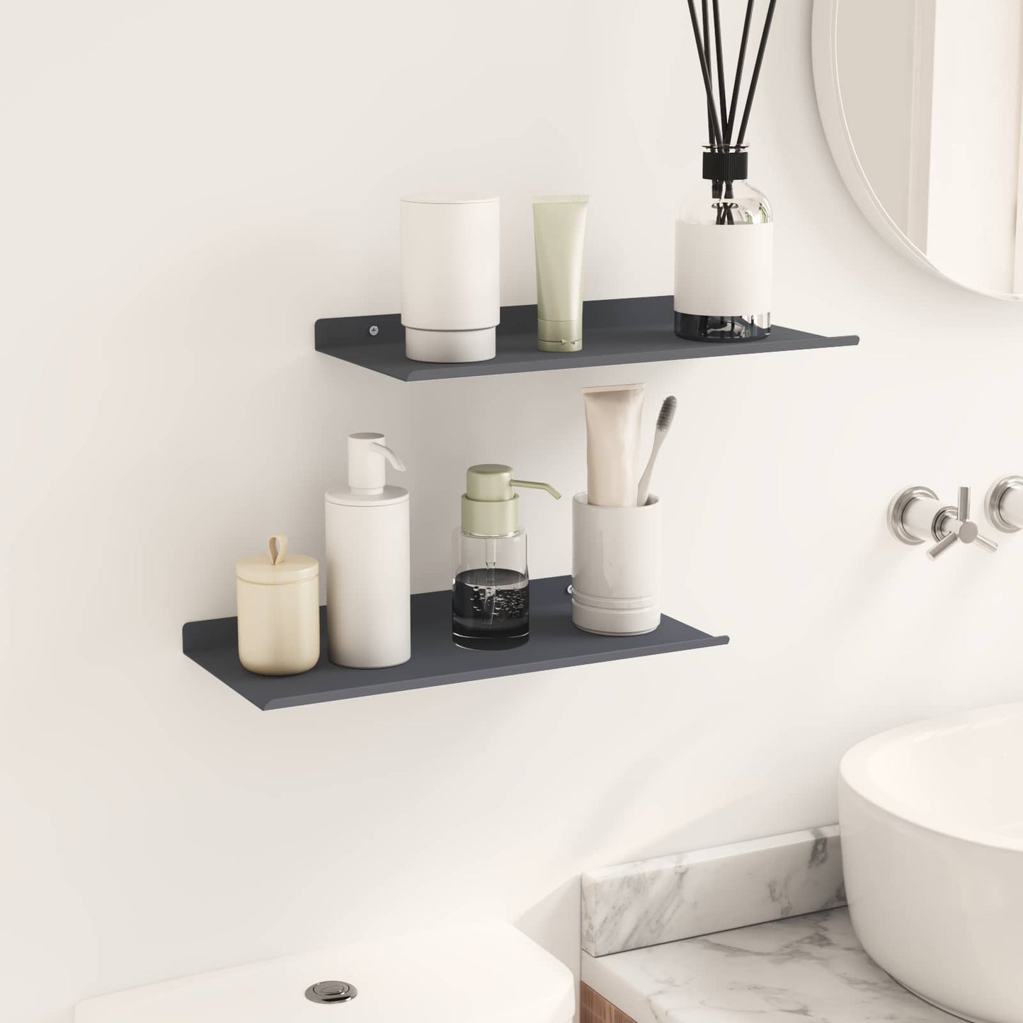 Lebegő polc 2 pcs Antracit 40 x 18 x 2,5 cm Acél