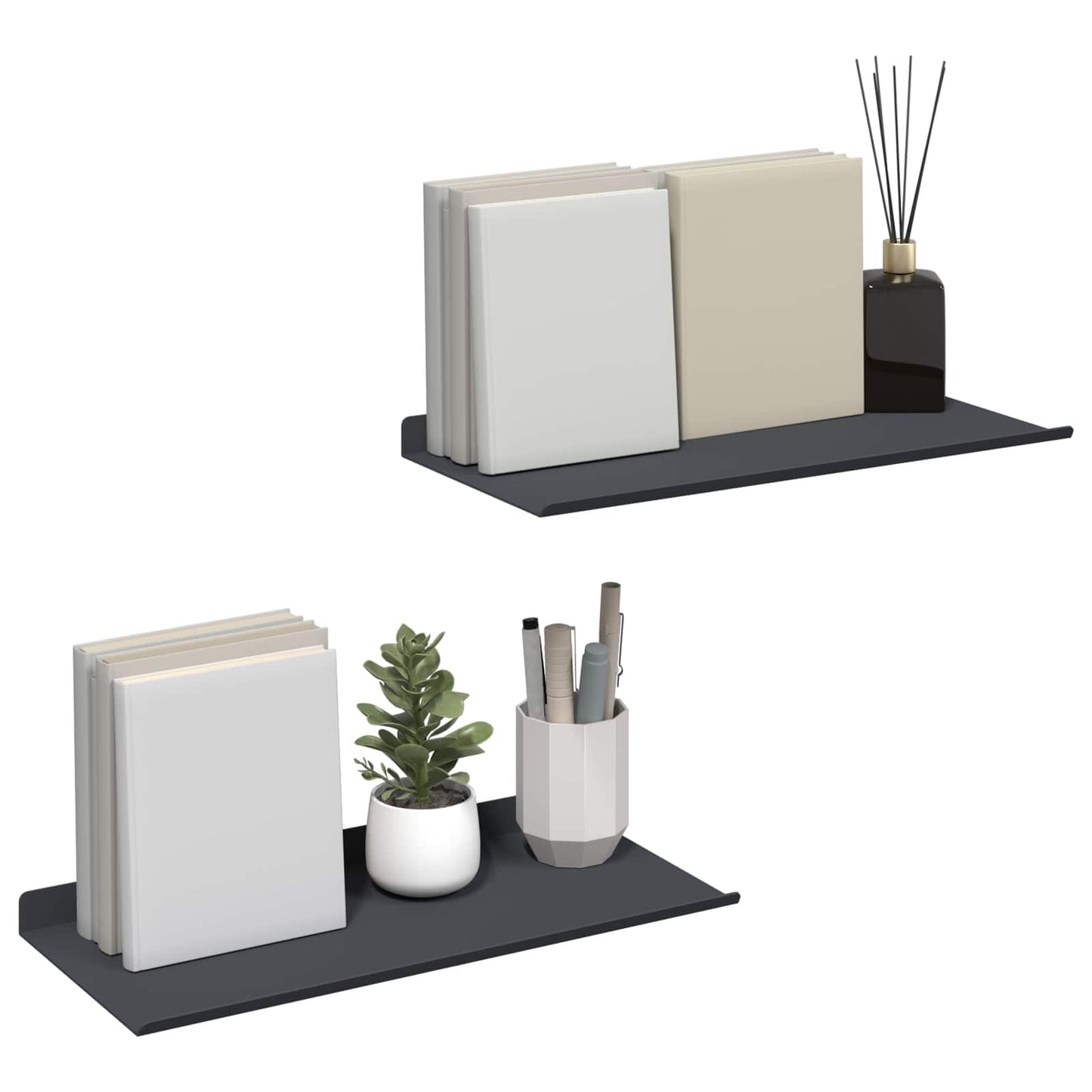 Lebegő polc 2 pcs Antracit 40 x 18 x 2,5 cm Acél