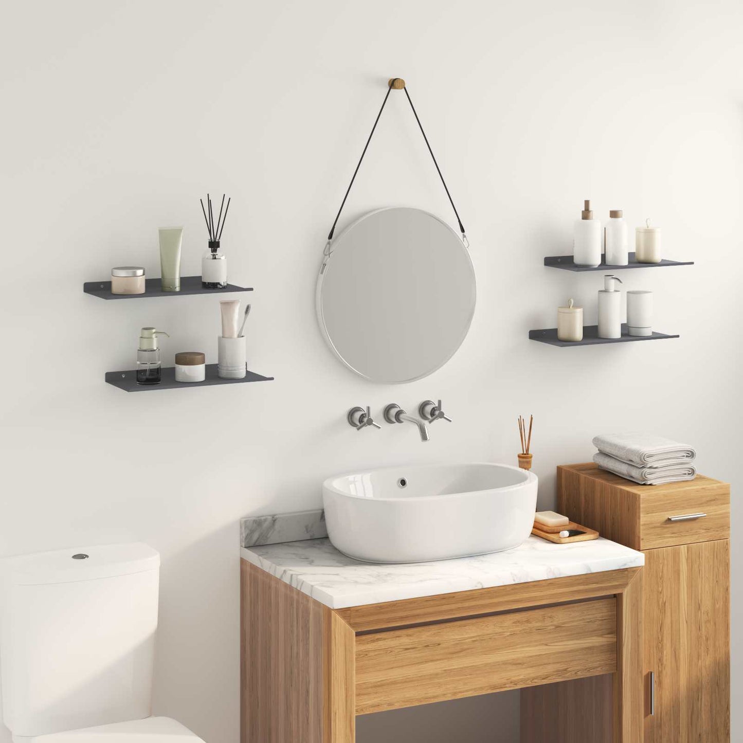 Lebegő polc 4 pcs Antracit 40 x 18 x 2,5 cm Acél