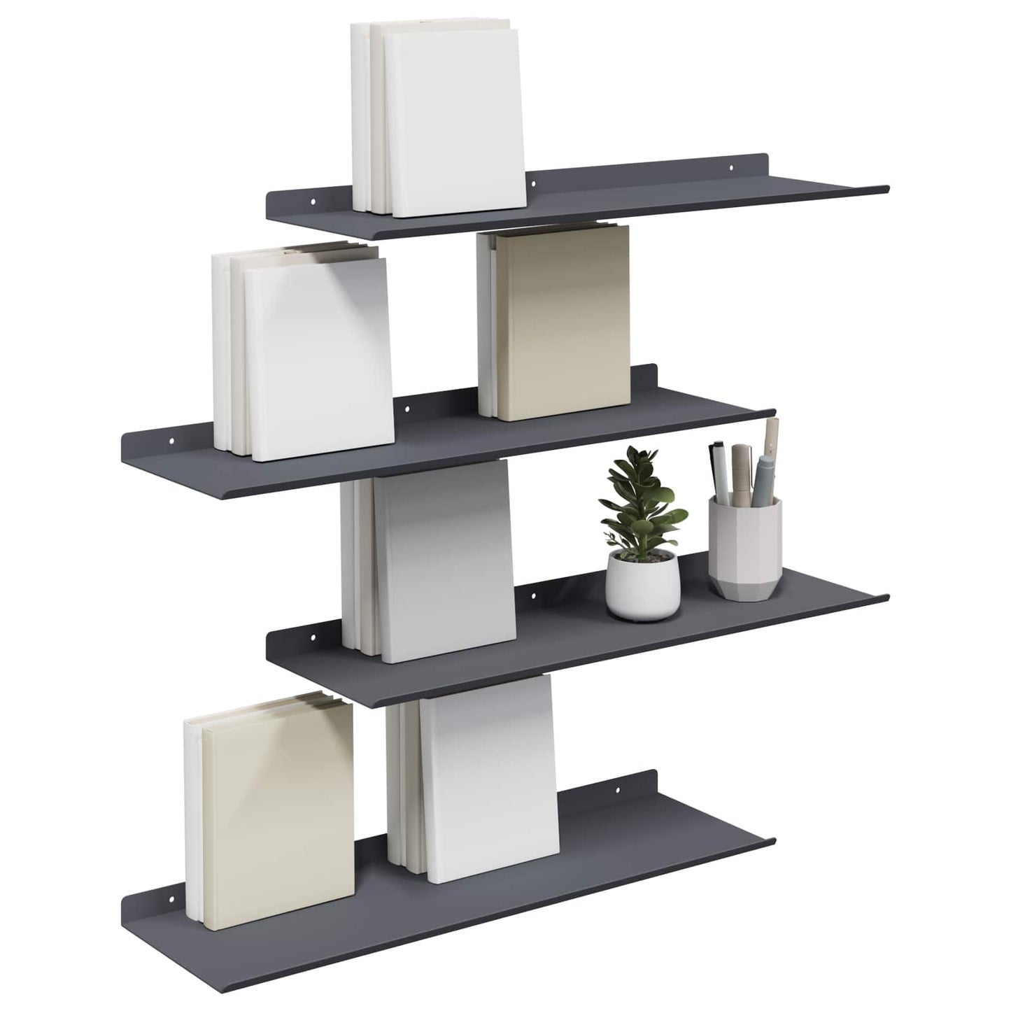 Lebegő polc 4 pcs Antracit 60 x 18 x 2,5 cm Acél