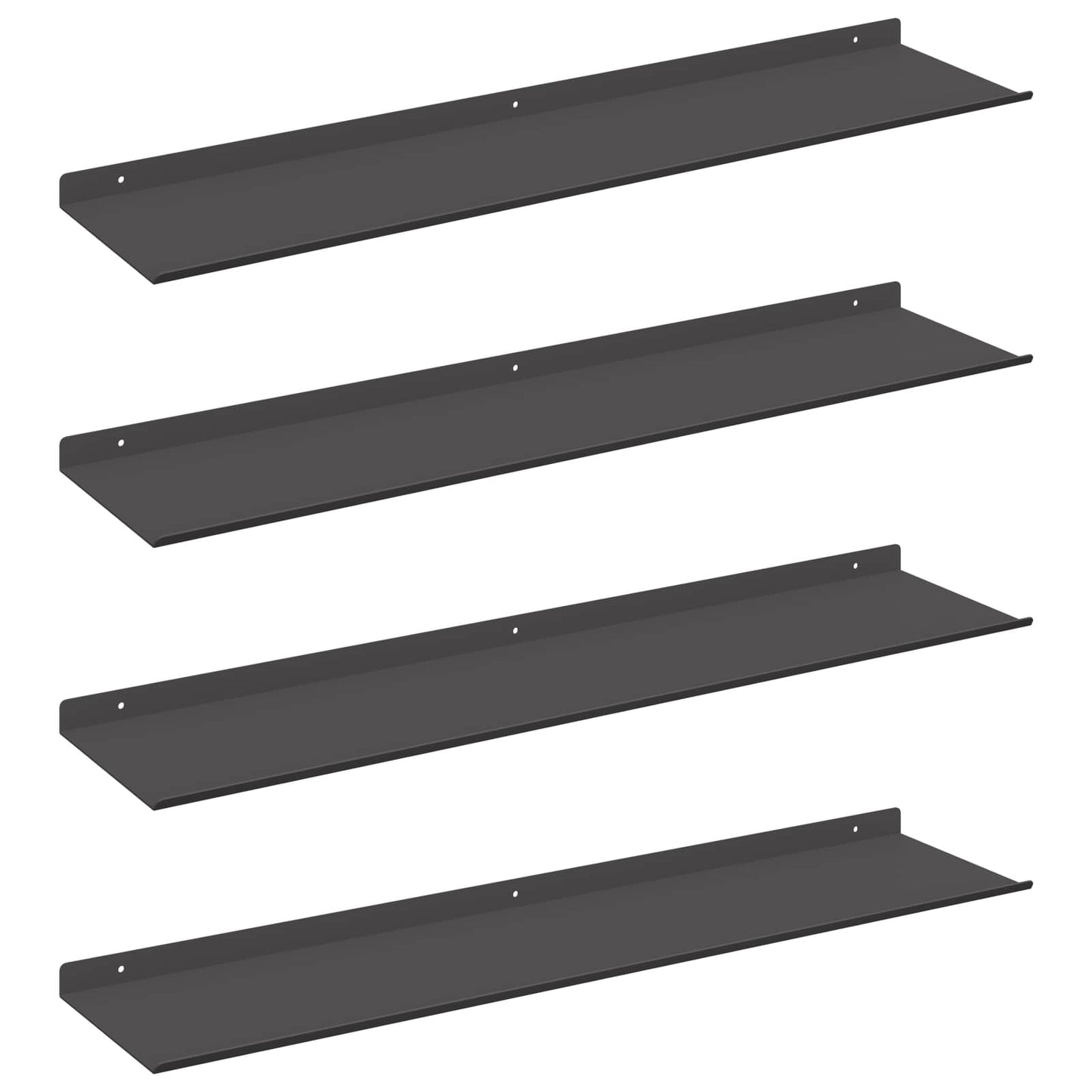 Lebegő polc 4 db Fekete 80 x 18 x 2,5 cm Acél