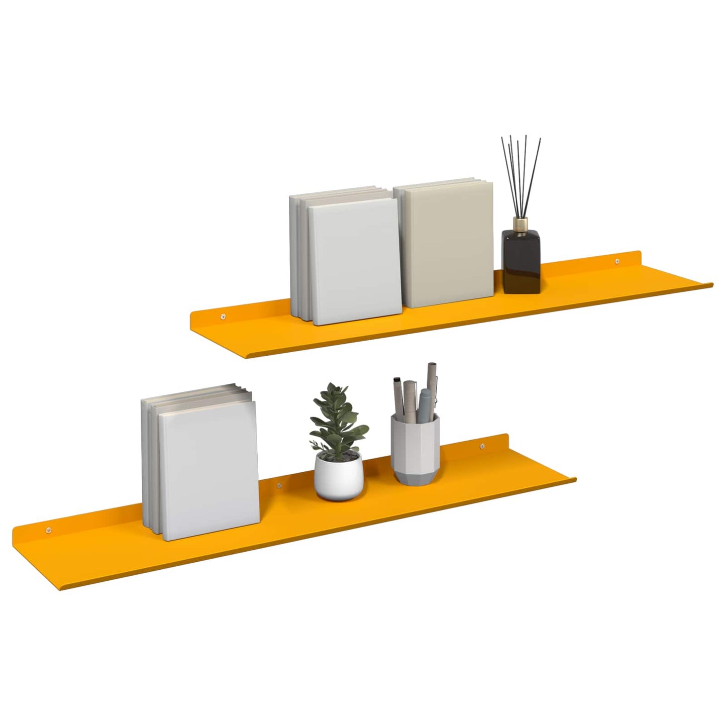 Lebegő polc 2 pcs Mustár sárga 80 x 18 x 2,5 cm Acél