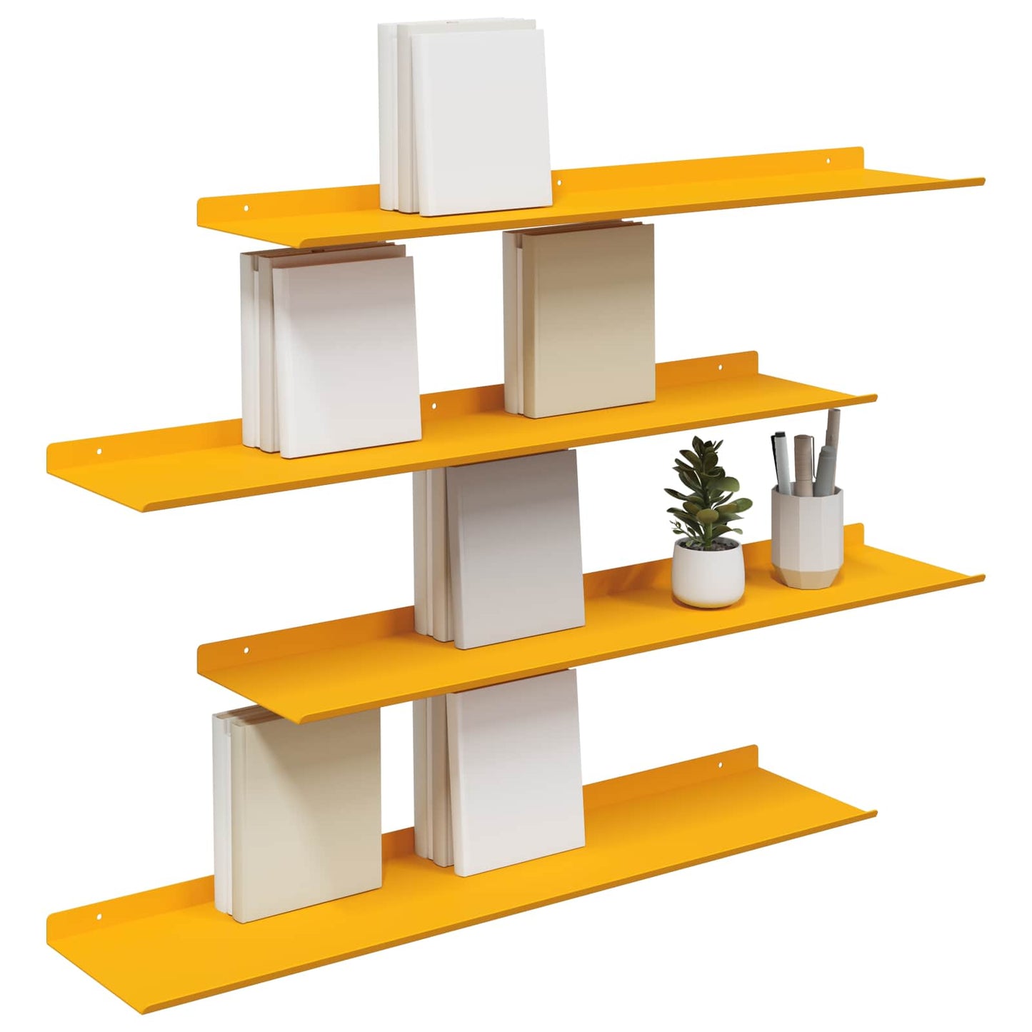 Lebegő polc 4 pcs Mustár sárga 80 x 18 x 2,5 cm Acél