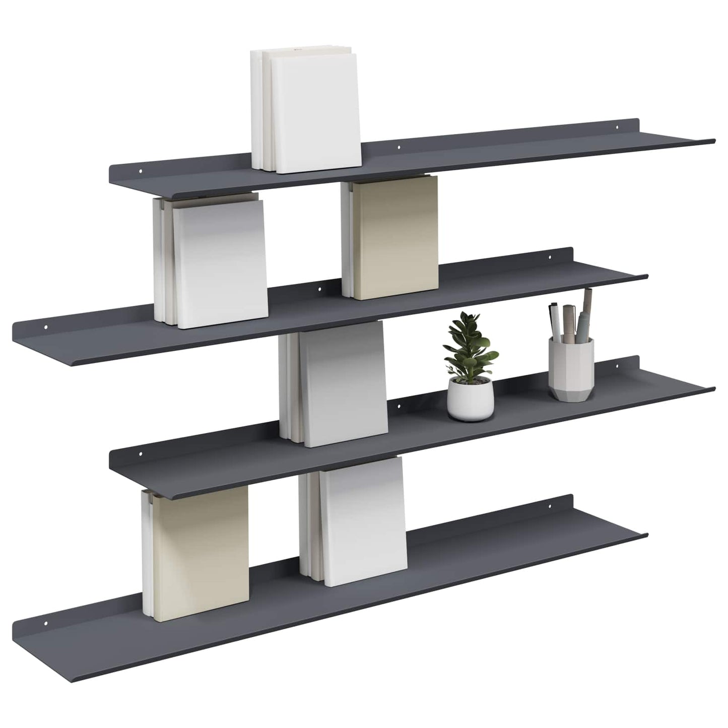 Lebegő polc 4 pcs Antracit 100 x 18 x 2,5 cm Acél