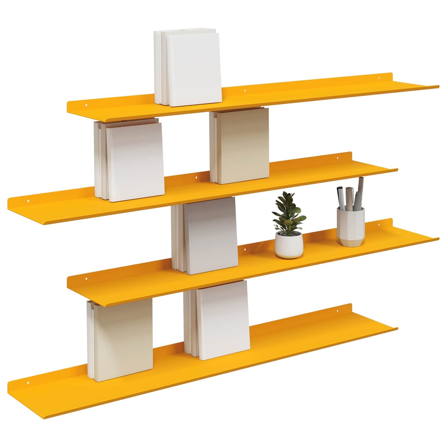 Lebegő polc 4 pcs Mustár sárga 100 x 18 x 2,5 cm Acél