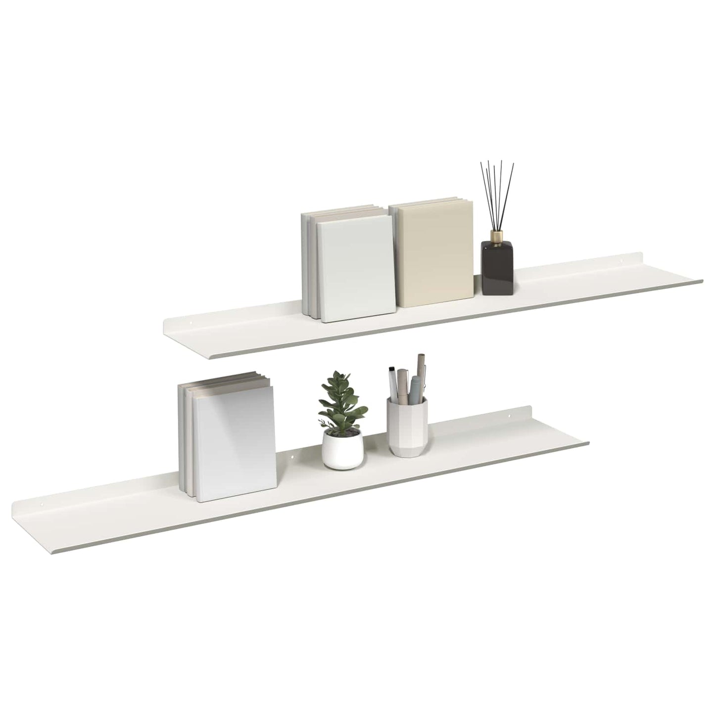 Lebegő polc Falra szerelhető 2 pcs Fehér 100 x 18 x 2,5 cm Acél
