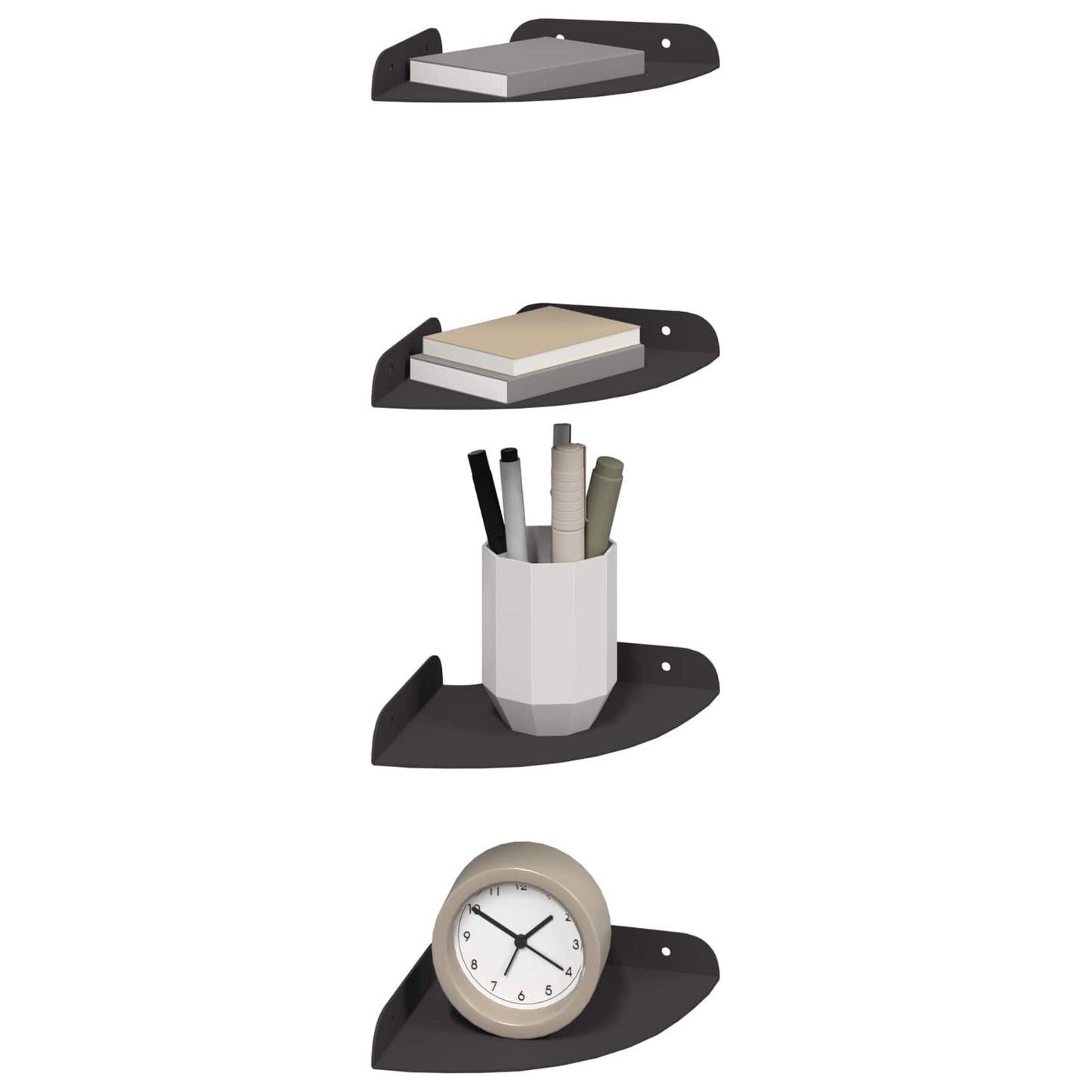 Lebegő polc polcokkal tárolóval 4 pcs Fekete 15 x 15 x 2 cm