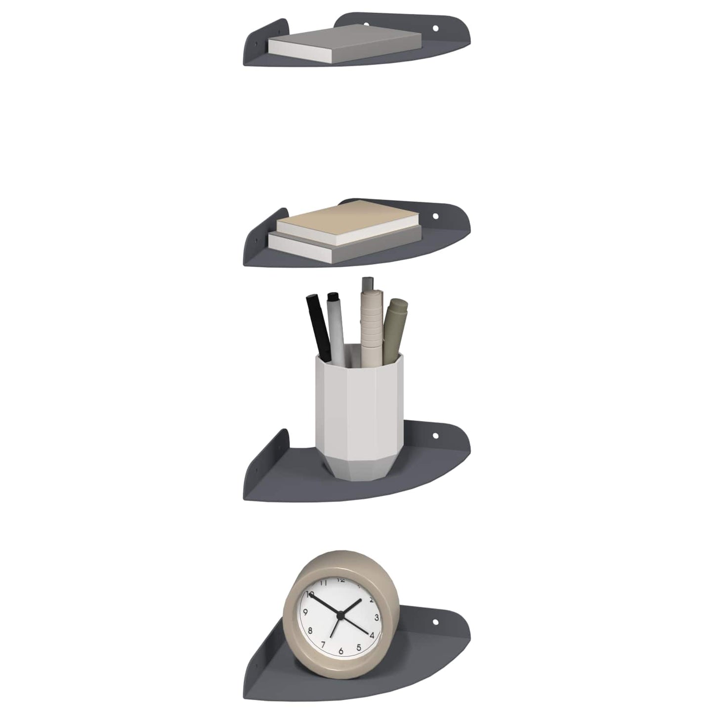 Lebegő polc polcokkal tárolóval 4 pcs Antracit 15 x 15 x 2 cm