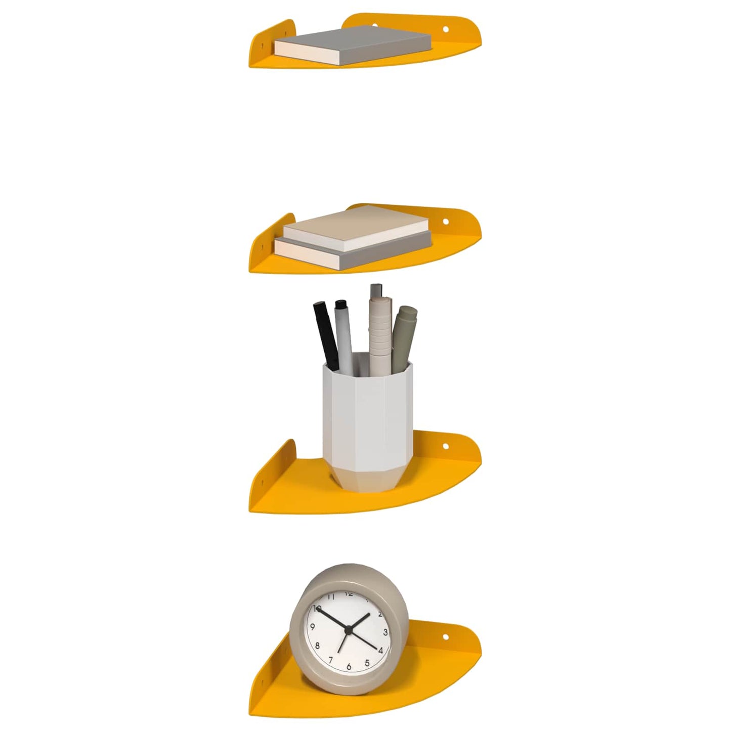 Lebegő polc polcokkal 4 pcs Mustár sárga 15 x 15 x 2 cm