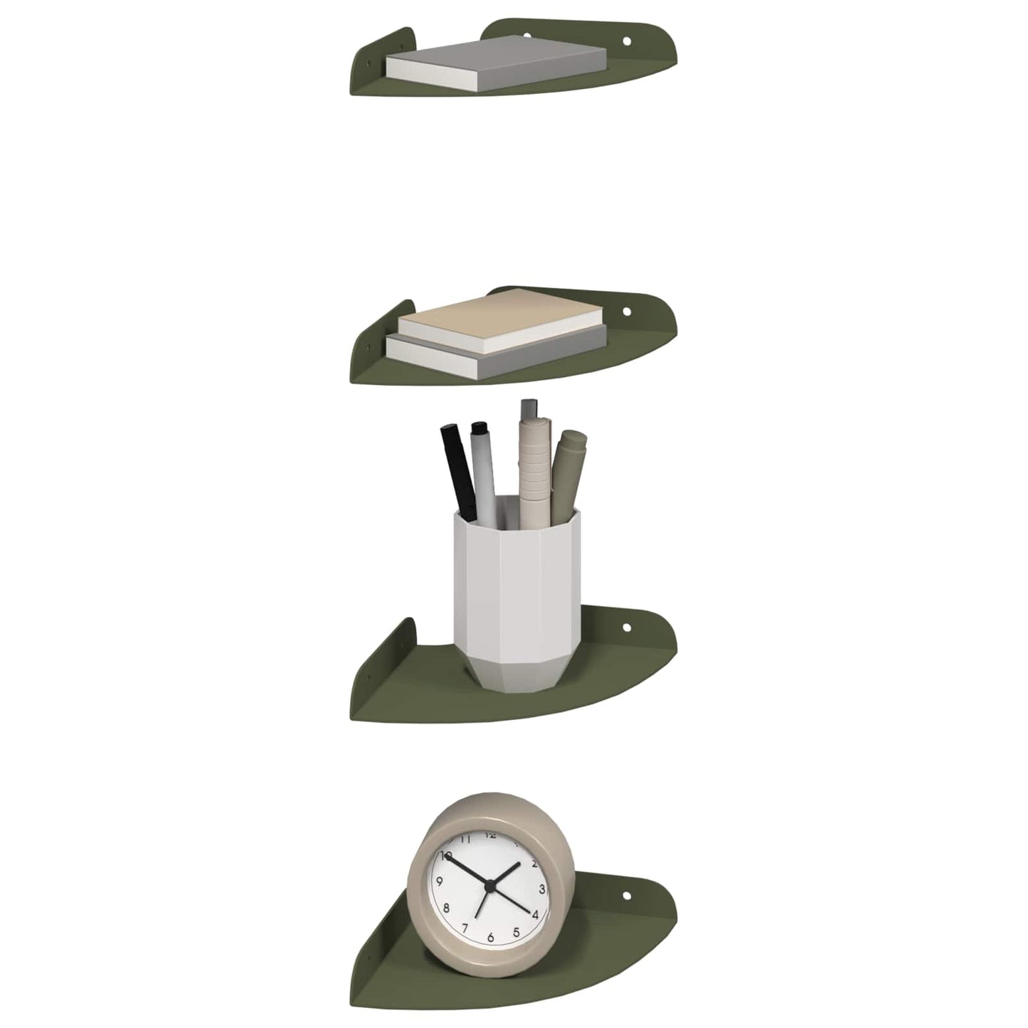 Lebegő polc polcokkal tárolóval 4 pcs Olajzöld 15 x 15 x 2 cm
