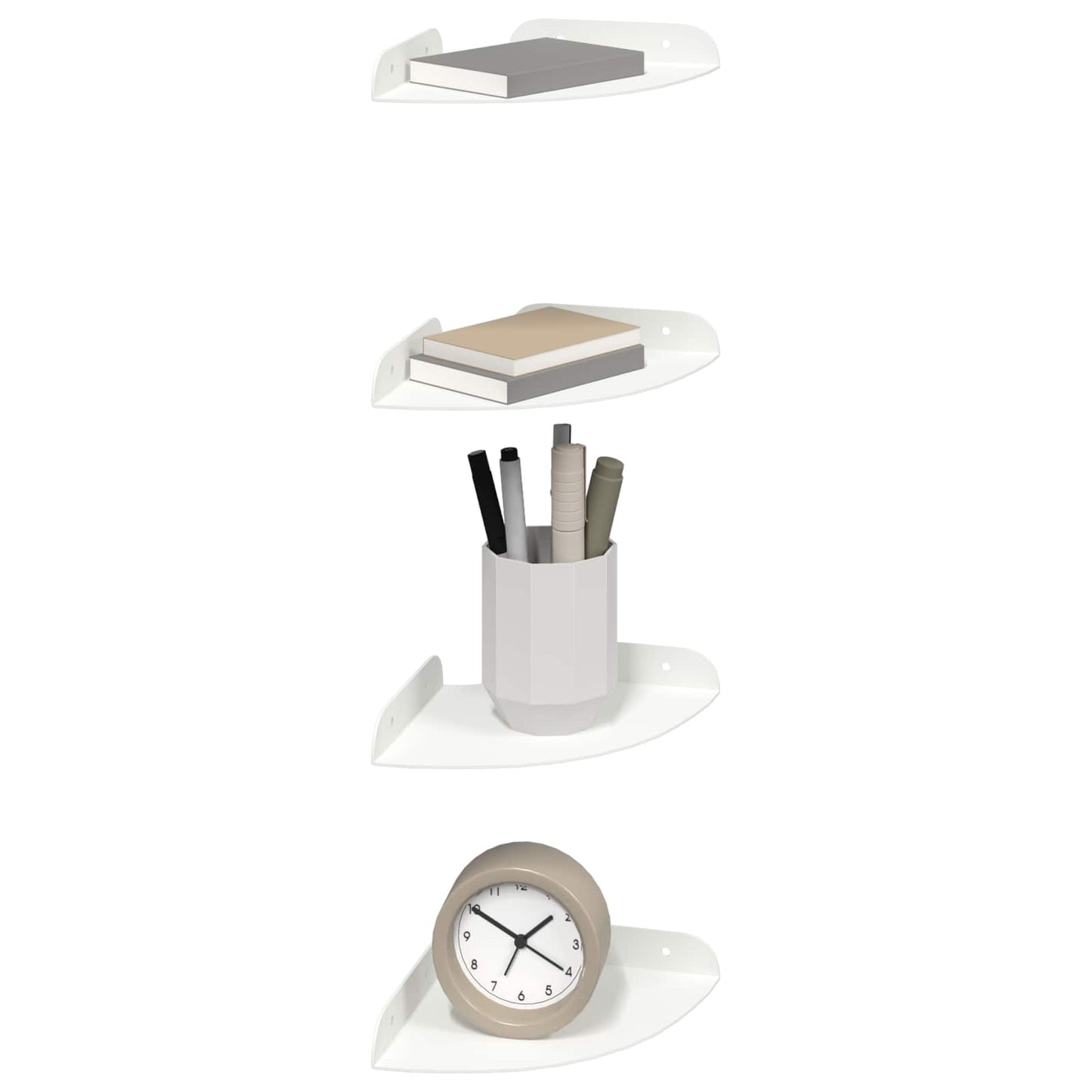 Lebegő polc polcokkal tárolóval 4 pcs Fehér 15 x 15 x 2 cm