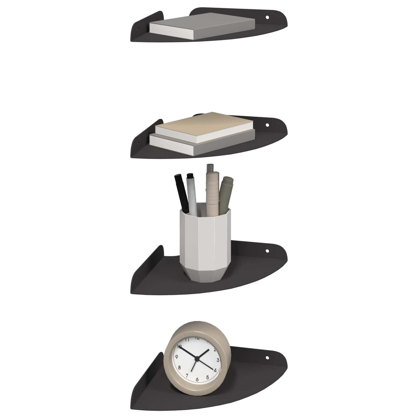 Lebegő polc polcokkal tárolóval 4 pcs Fekete 18 x 18 x 2 cm