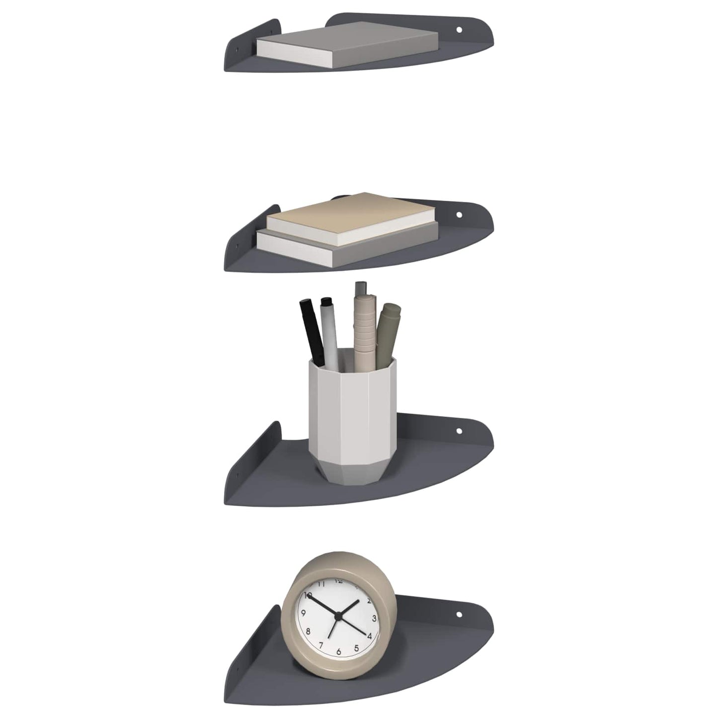 Lebegő polc polcokkal tárolóval 4 pcs Antracit 18 x 18 x 2 cm