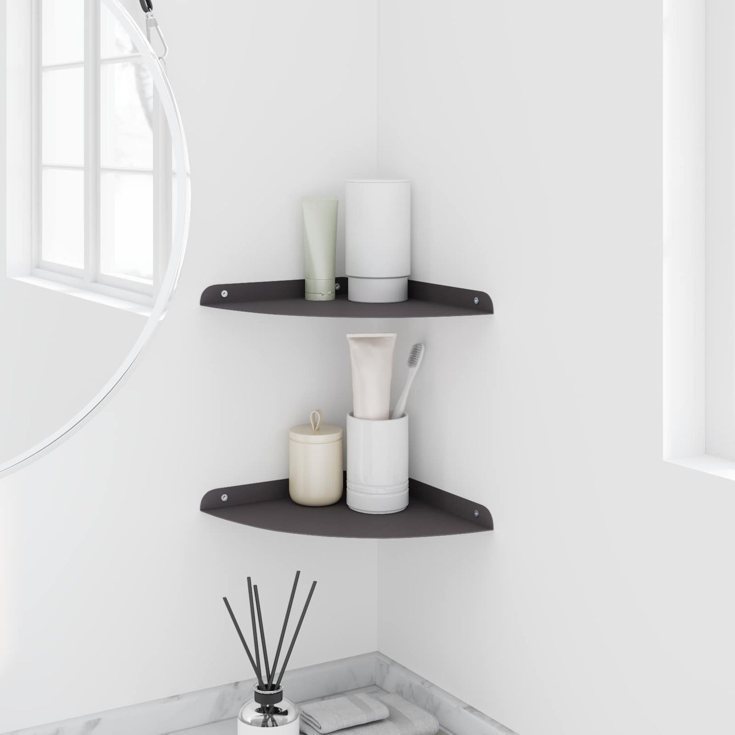 Sarok Lebegő Polc polcokkal 2 pcs Fekete 24 x 24 x 2 cm