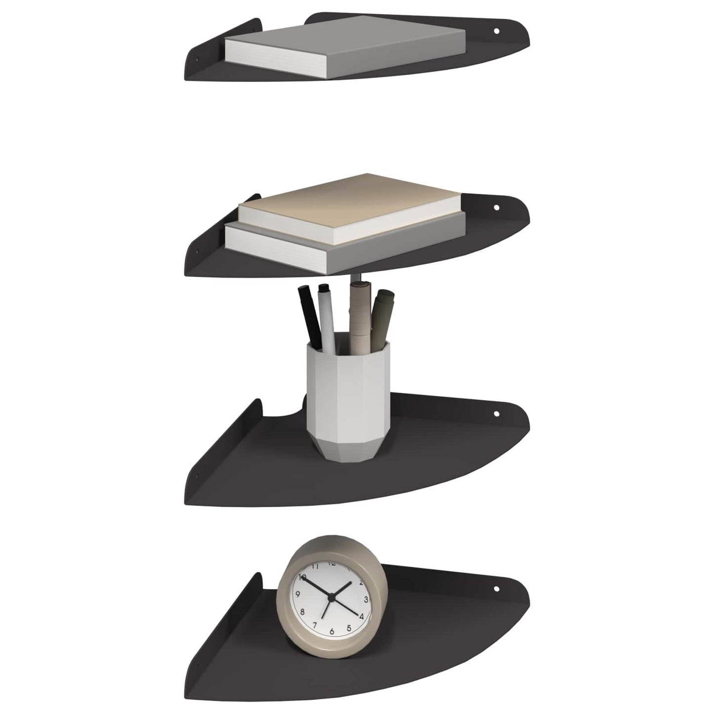 Lebegő polc polcokkal tárolóval 4 pcs Fekete 24 x 24 x 2 cm