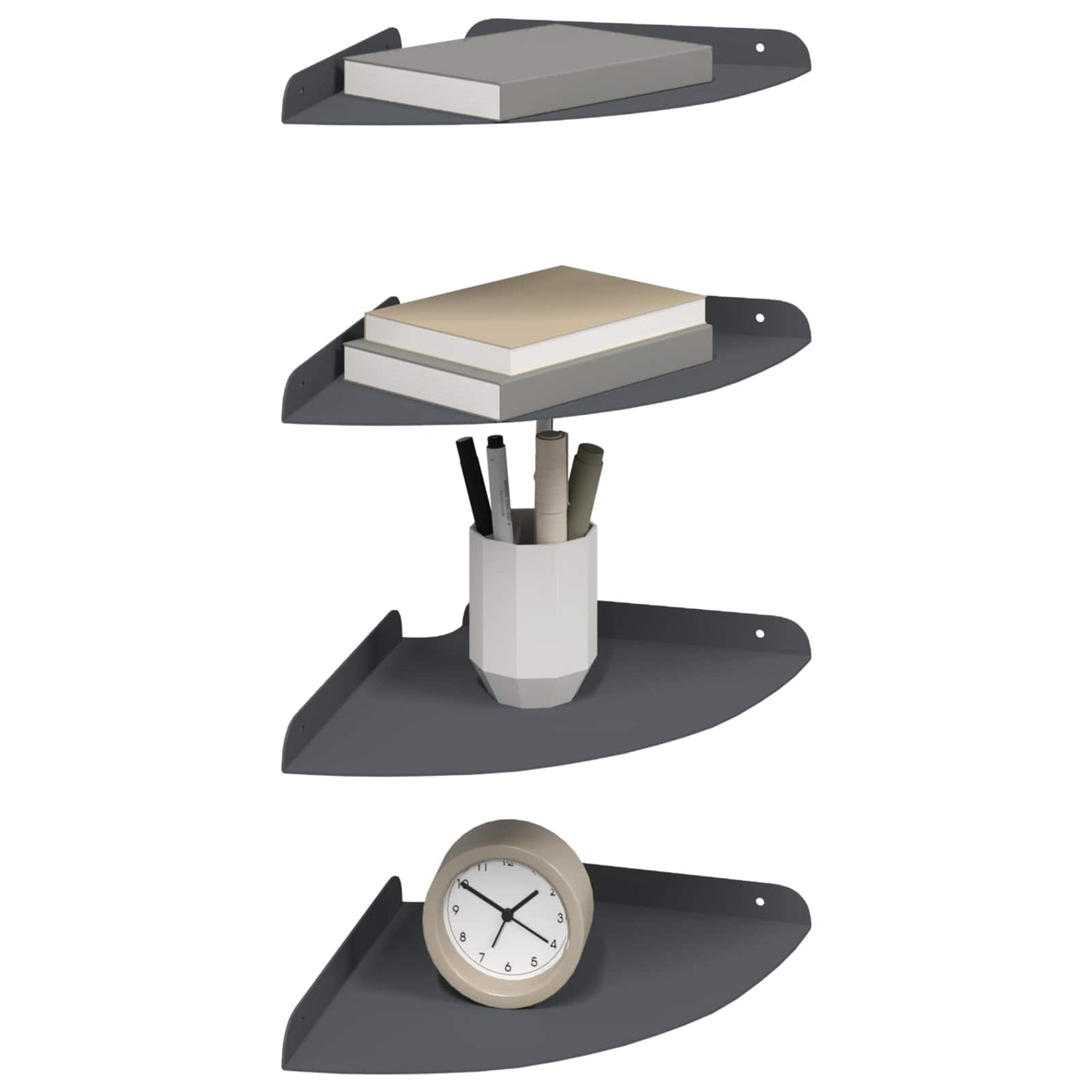 Lebegő polc polcokkal tárolóval 4 pcs Antracit 24 x 24 x 2,3 cm
