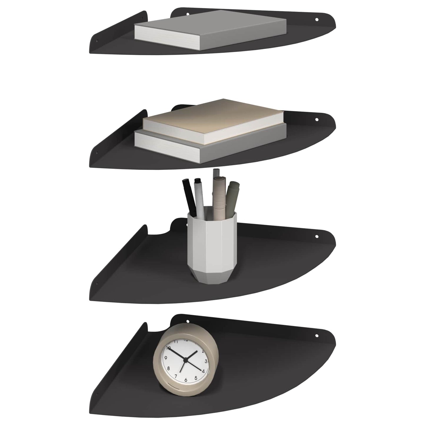 Lebegő polc polcokkal tárolóval 4 pcs Fekete 30 x 30 x 2 cm