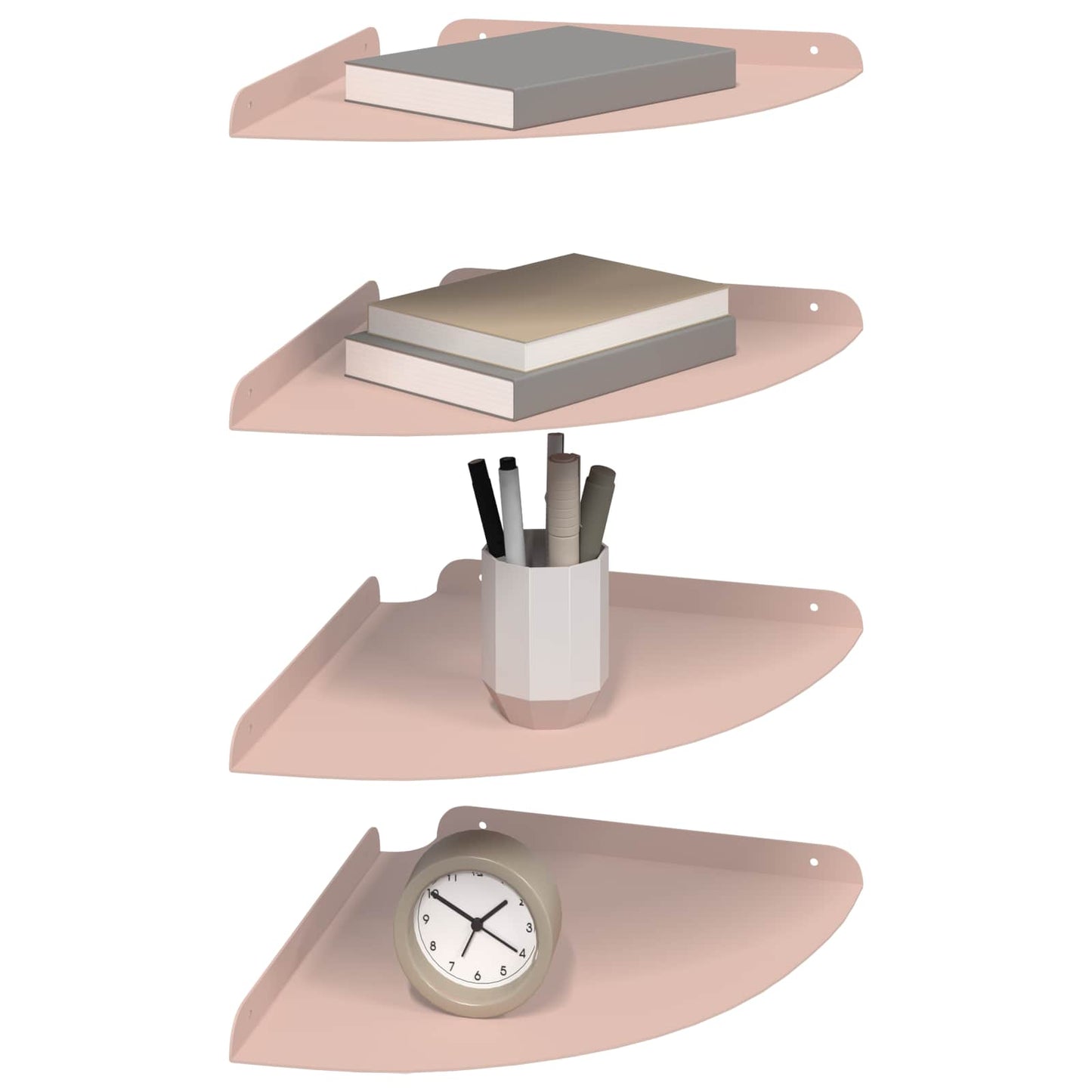 Lebegő polc polcokkal tárolóval 4 pcs Rózsaszín 30 x 30 x 2 cm