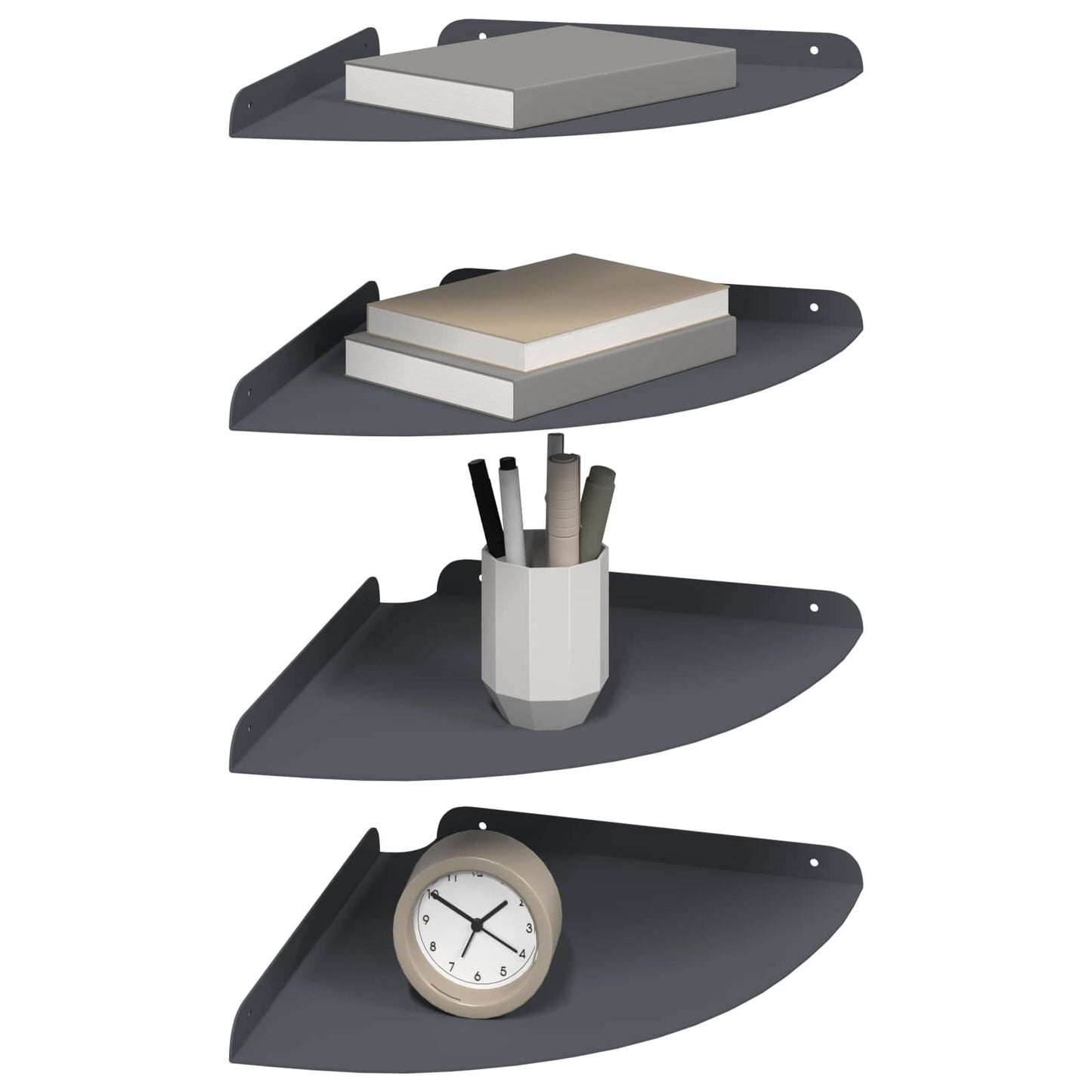 Lebegő polc polcokkal tárolóval 4 pcs Antracit 30 x 30 x 2 cm