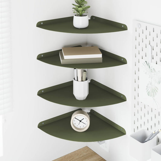Lebegő polc polcokkal tárolóval 4 pcs Oliva zöld 30 x 30 x 2 cm