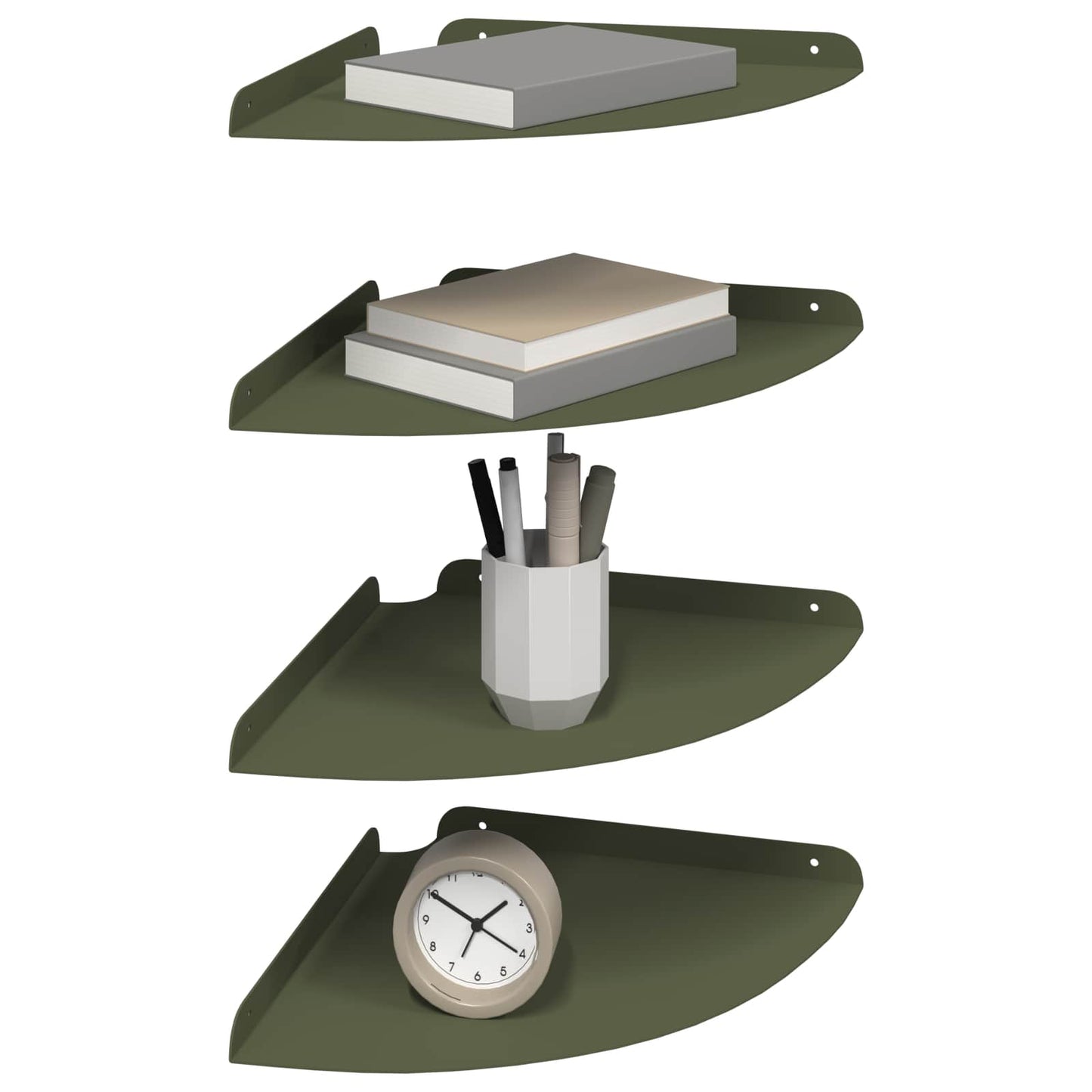 Lebegő polc polcokkal tárolóval 4 pcs Oliva zöld 30 x 30 x 2 cm