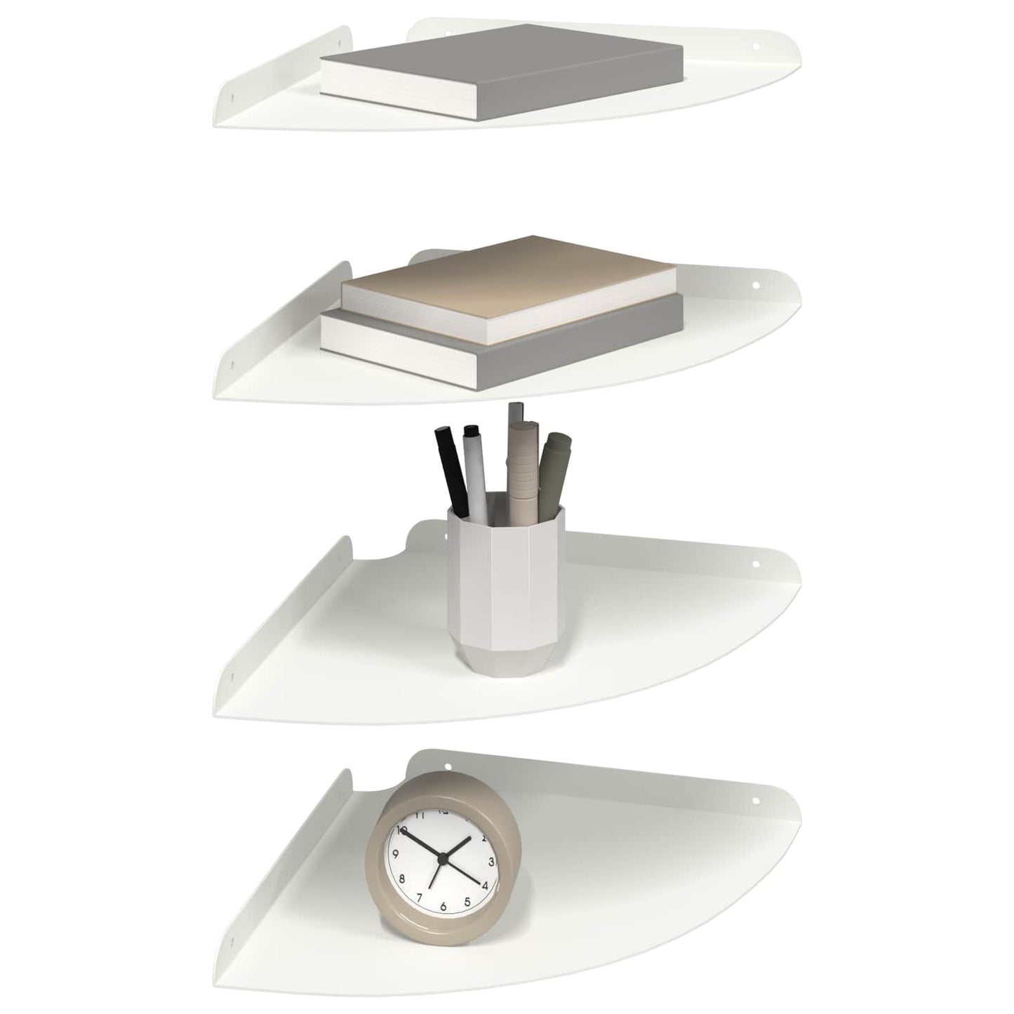 Lebegő polc polcokkal tárolóval 4 pcs Fehér 30 x 30 x 2 cm