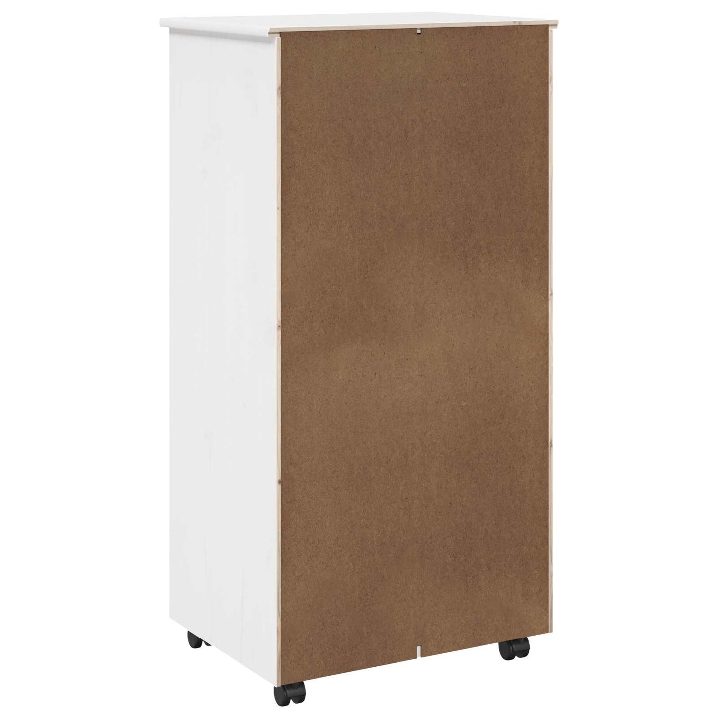 Görgős szekrény kerékkel Fehér 53 x 39 x 103 cm Tömör fenyőfa