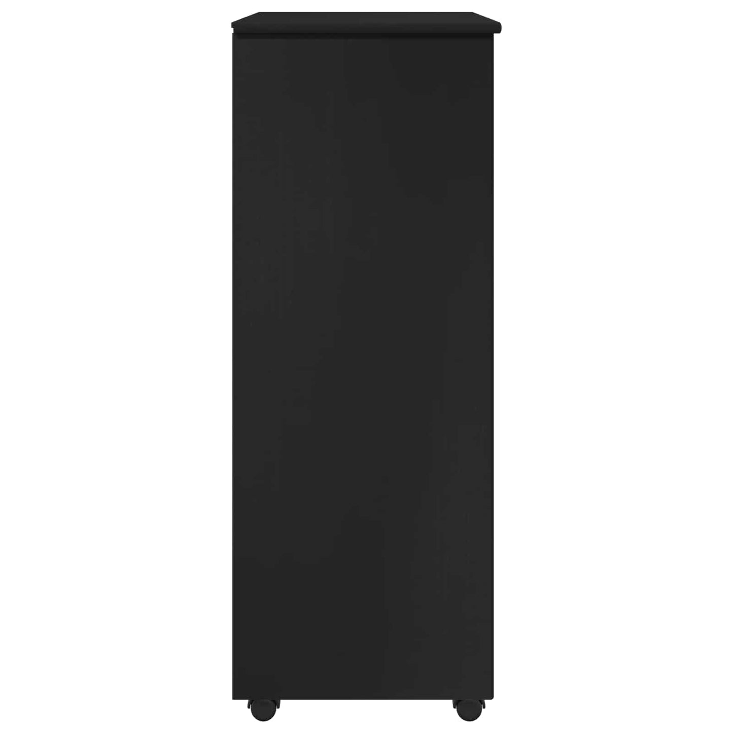 Görgős szekrény kerékkel Fekete 53 x 39 x 103 cm Tömör fenyőfa