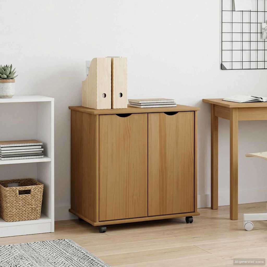 Görgős szekrény Méz barna 100 x 39 x 65,5 cm Tömör fenyőfa