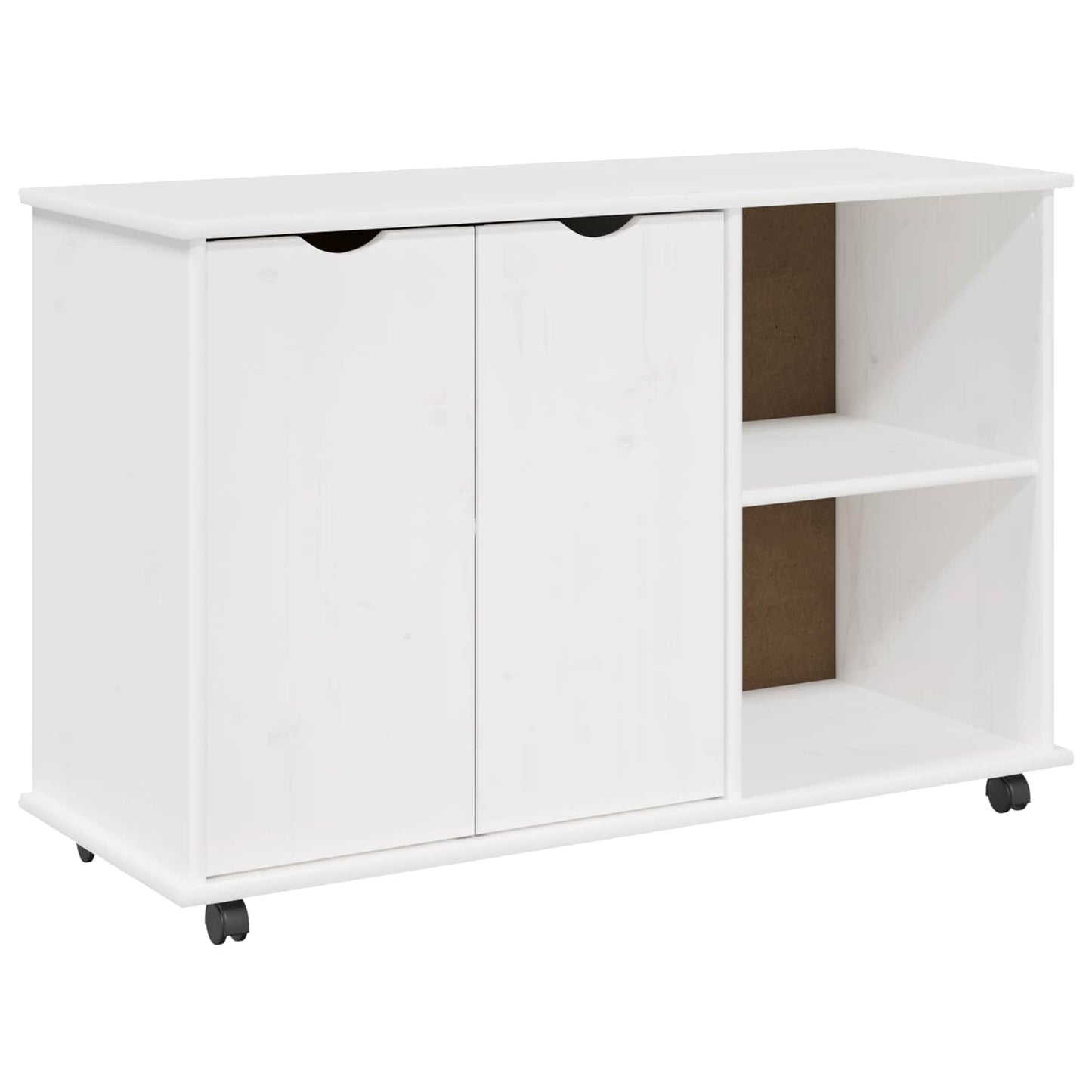 Görgős szekrény kerékkel Fehér 100 x 39 x 65,5 cm Tömör fenyőfa
