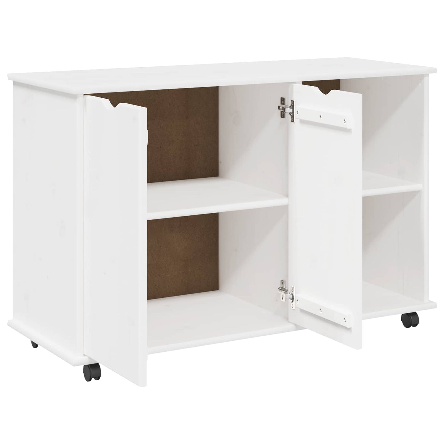 Görgős szekrény kerékkel Fehér 100 x 39 x 65,5 cm Tömör fenyőfa