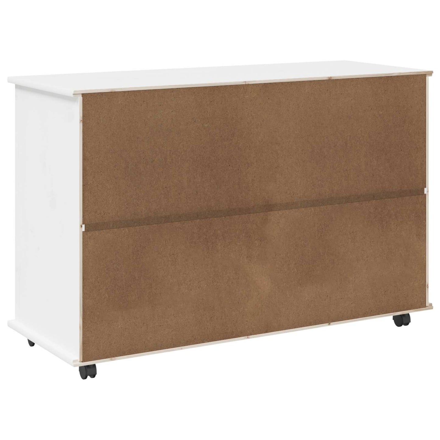 Görgős szekrény kerékkel Fehér 100 x 39 x 65,5 cm Tömör fenyőfa