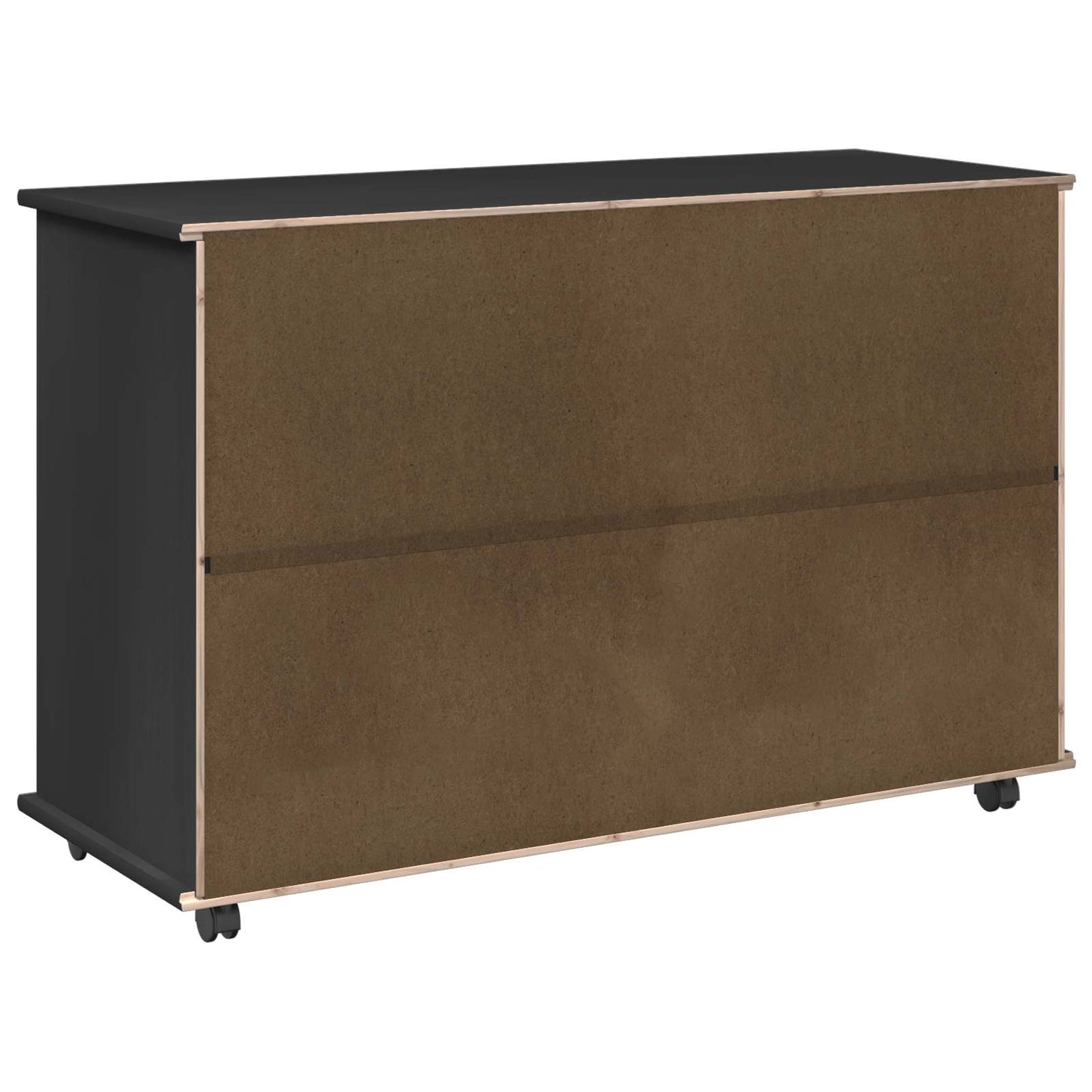 Görgős szekrény Fekete 100 x 39 x 65,5 cm Tömör fenyőfa
