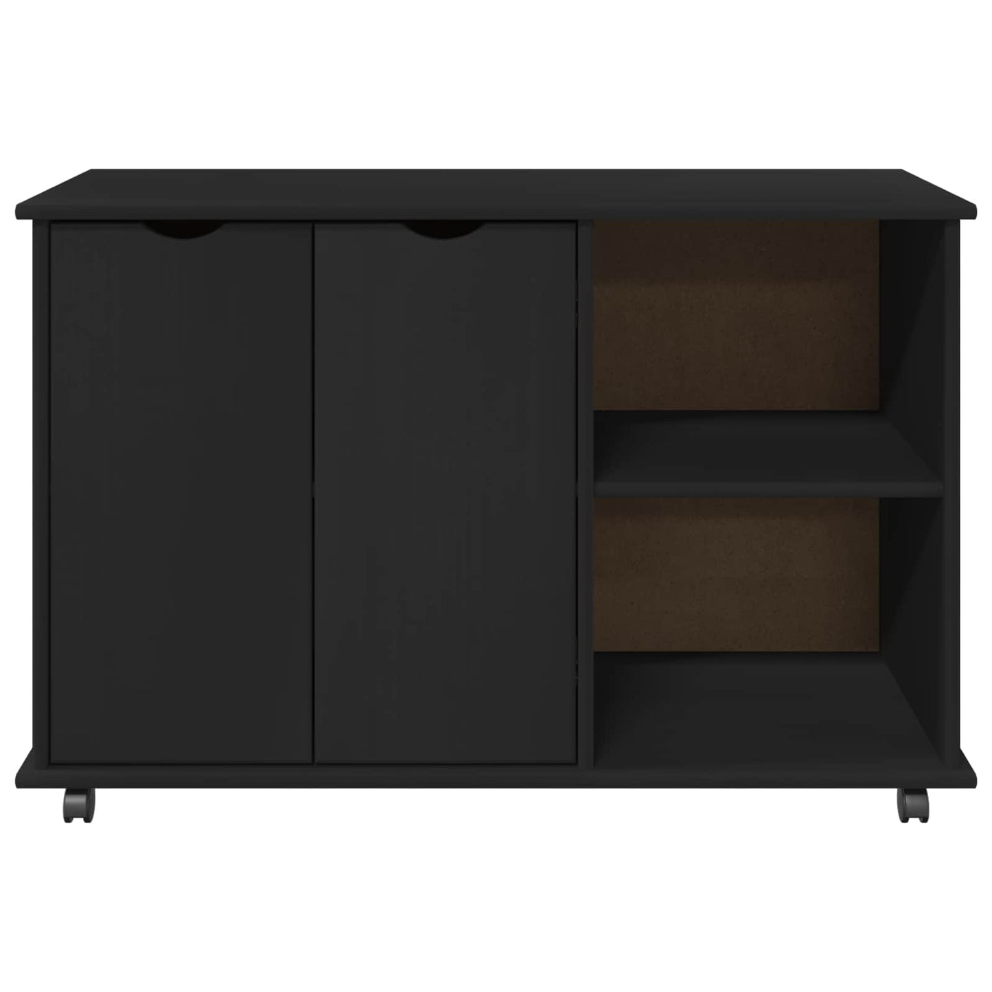 Görgős szekrény Fekete 100 x 39 x 65,5 cm Tömör fenyőfa