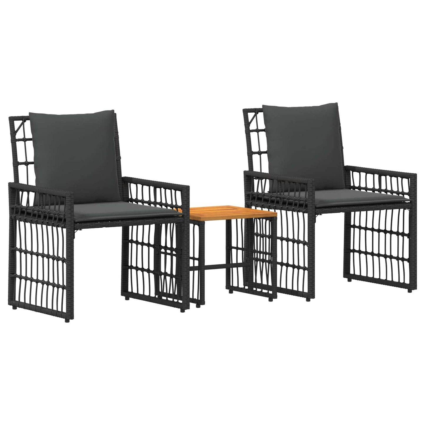 Kültéri Bútor Szett 3 pcs Fekete és Sötétszürke