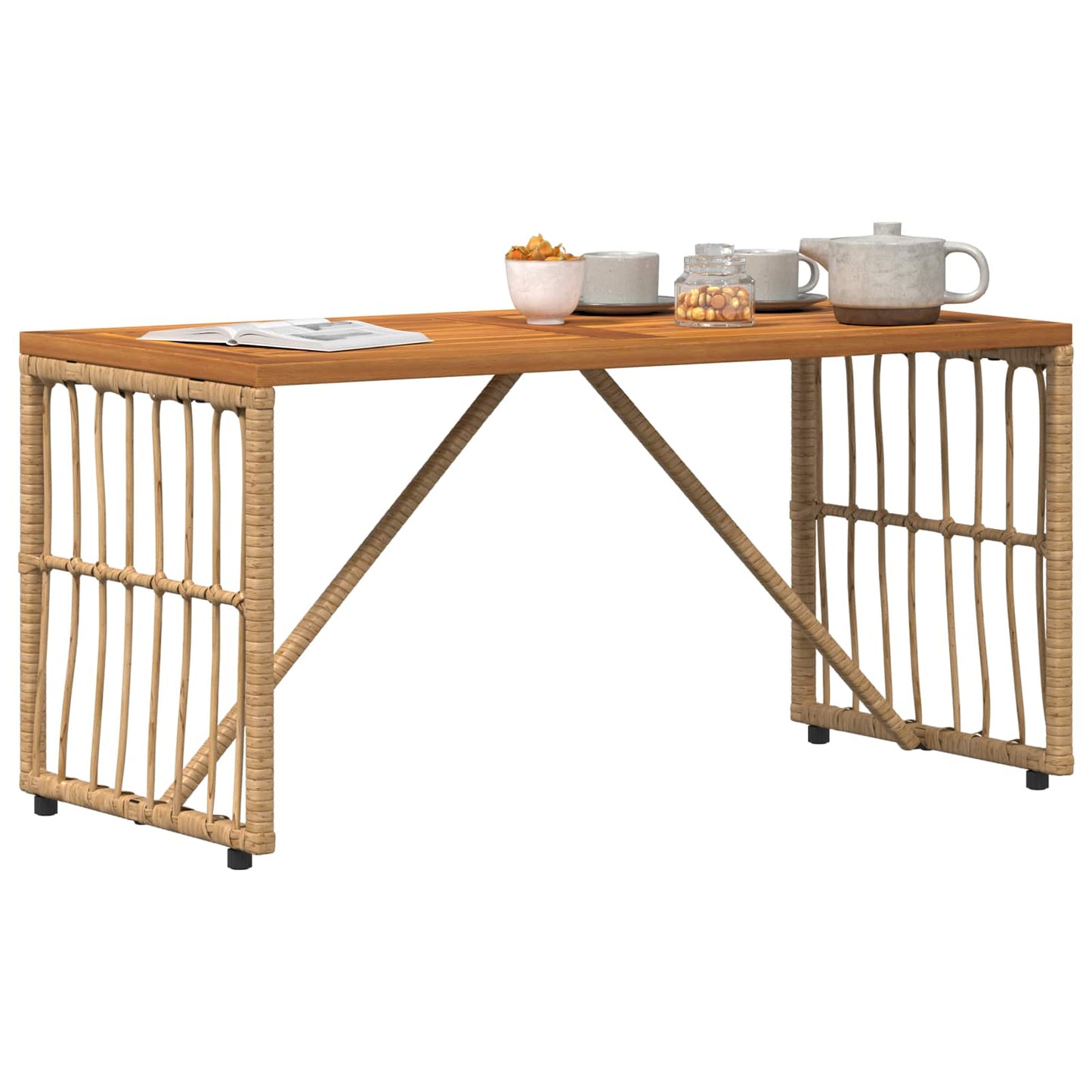 Kültéri Asztal Természetes 80 x 40 x 40 cm Acél és poli rattan