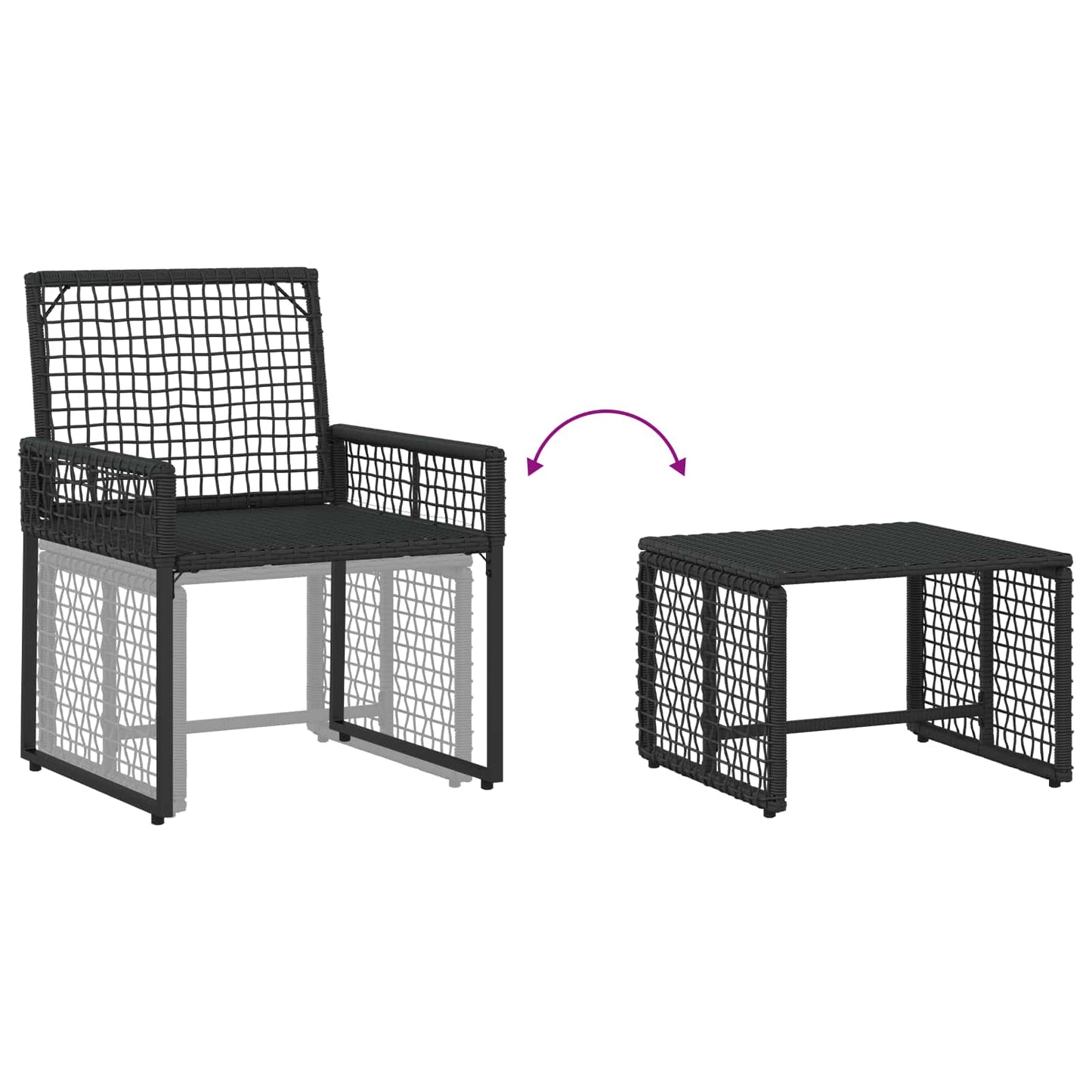 Kültéri Bútor Szett párnával 5 pcs Fekete és Fehér