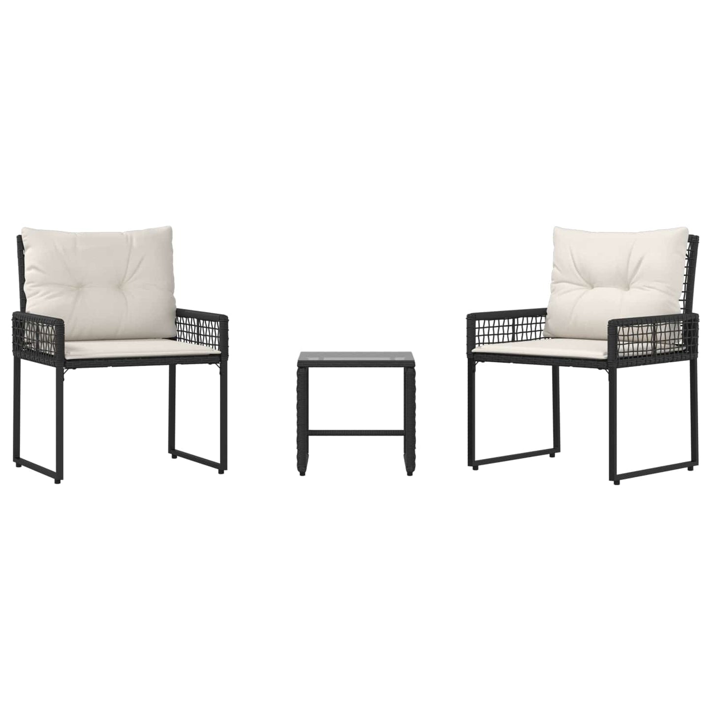 Kültéri Bútor Szett párnával 3 pcs Fekete és Fehér