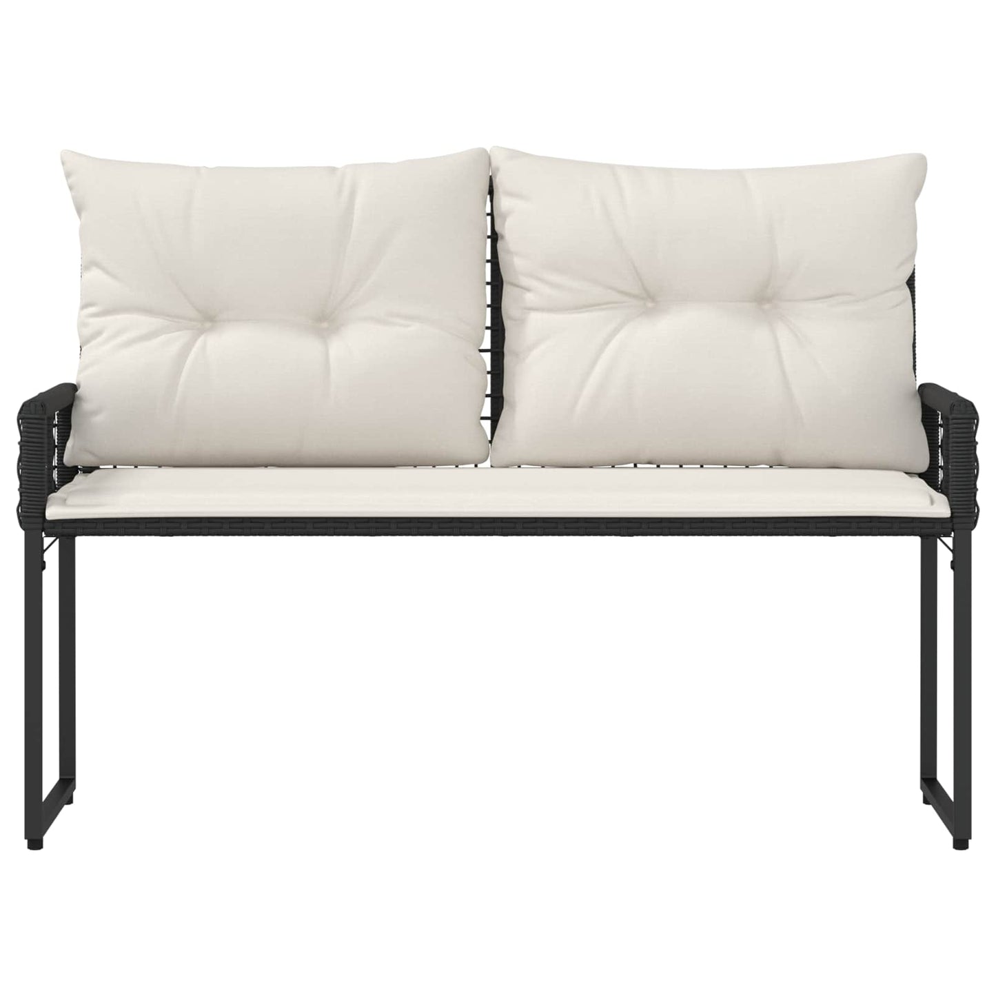 Kerti pad párnával Fekete és krémfehér 118 x 55 x 82 cm