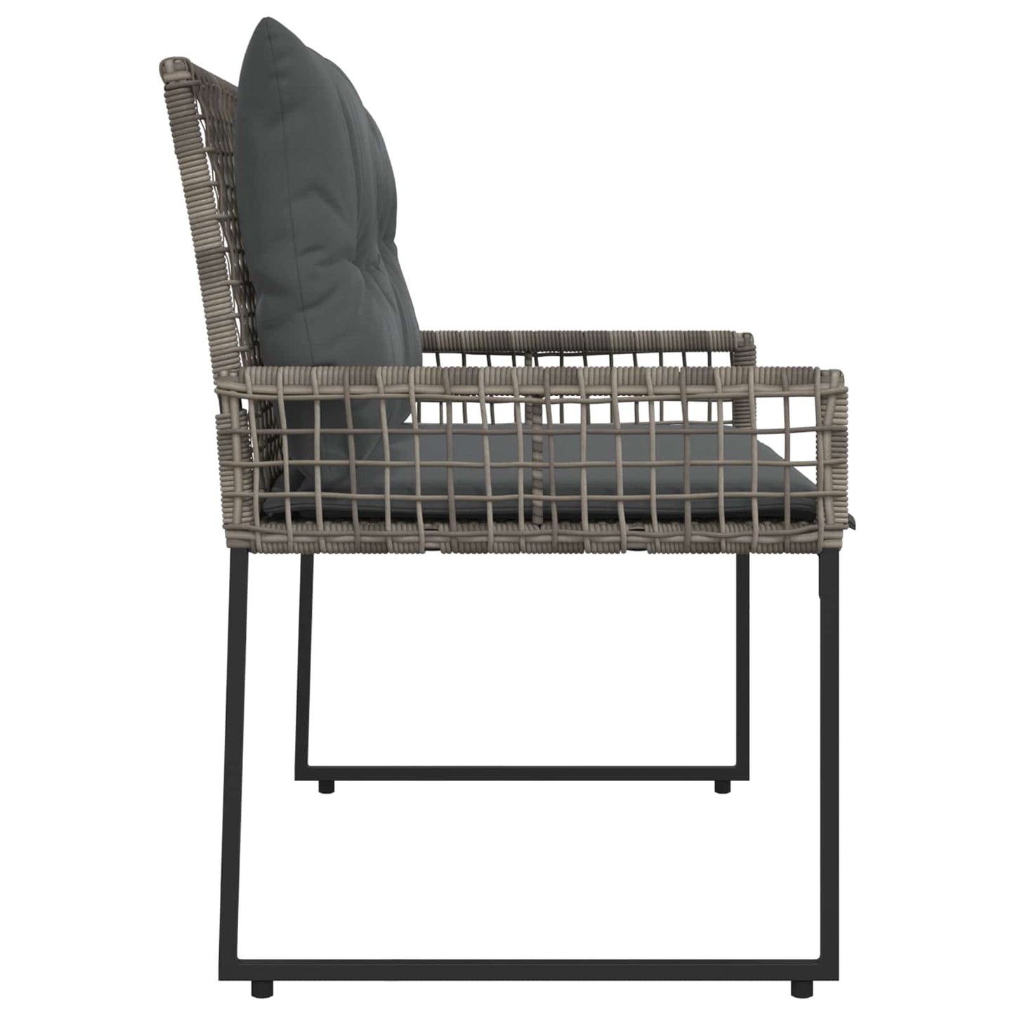 Kerti pad párnával Szürke 118 x 55 x 82 cm PE rattan és szövet