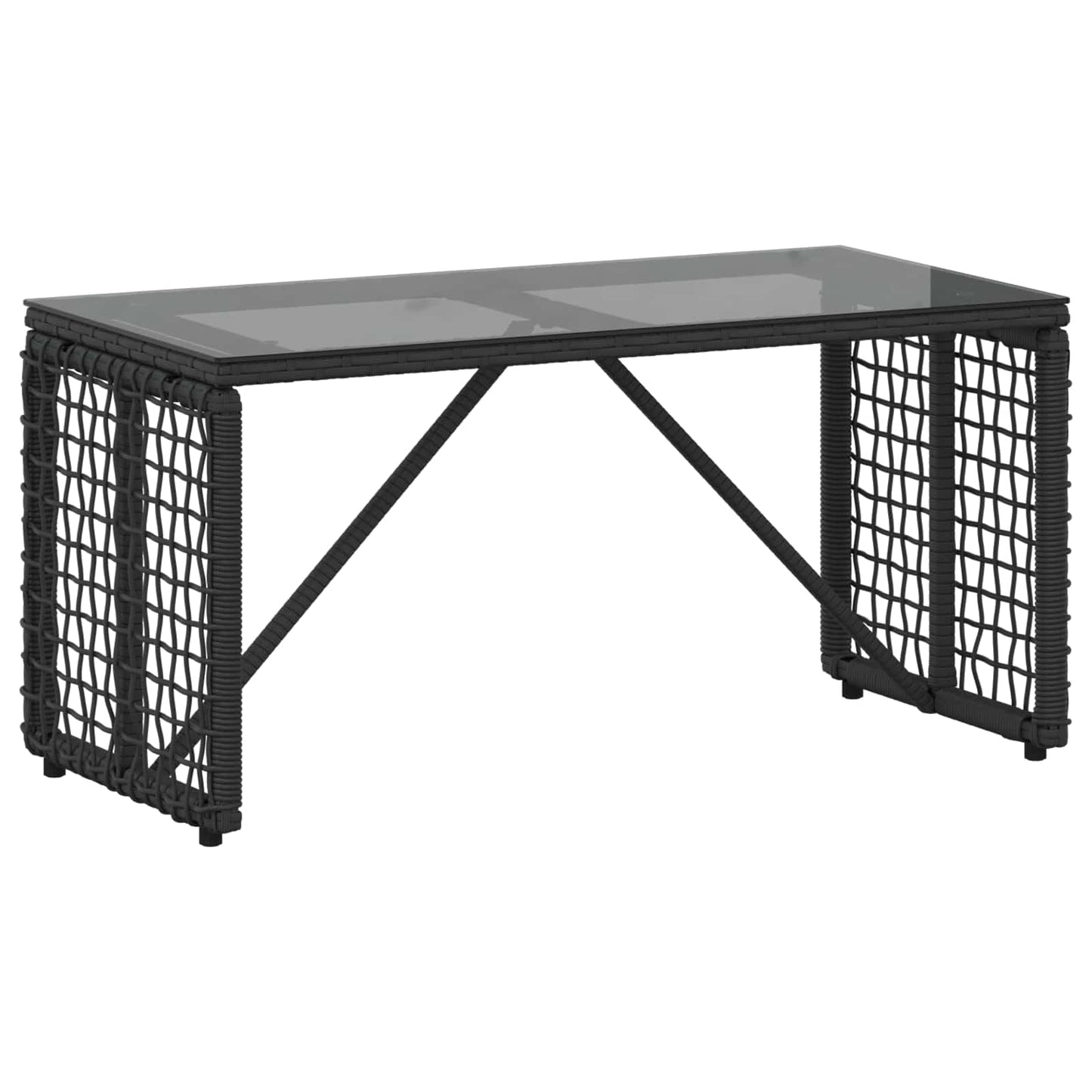 Kültéri Asztal Fekete 80 x 40 x 40 cm PE Rattan és Üveg
